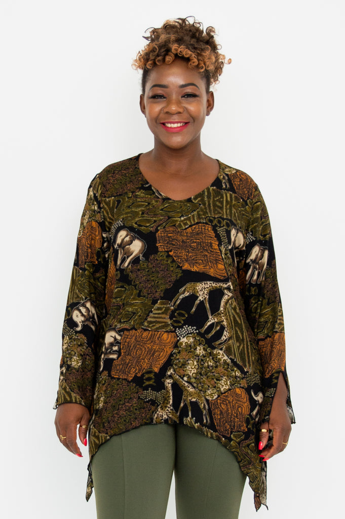 Dorothy Top with Elephant Print - Stylish Women's Blouse for Casual Wear & Summer Outfits