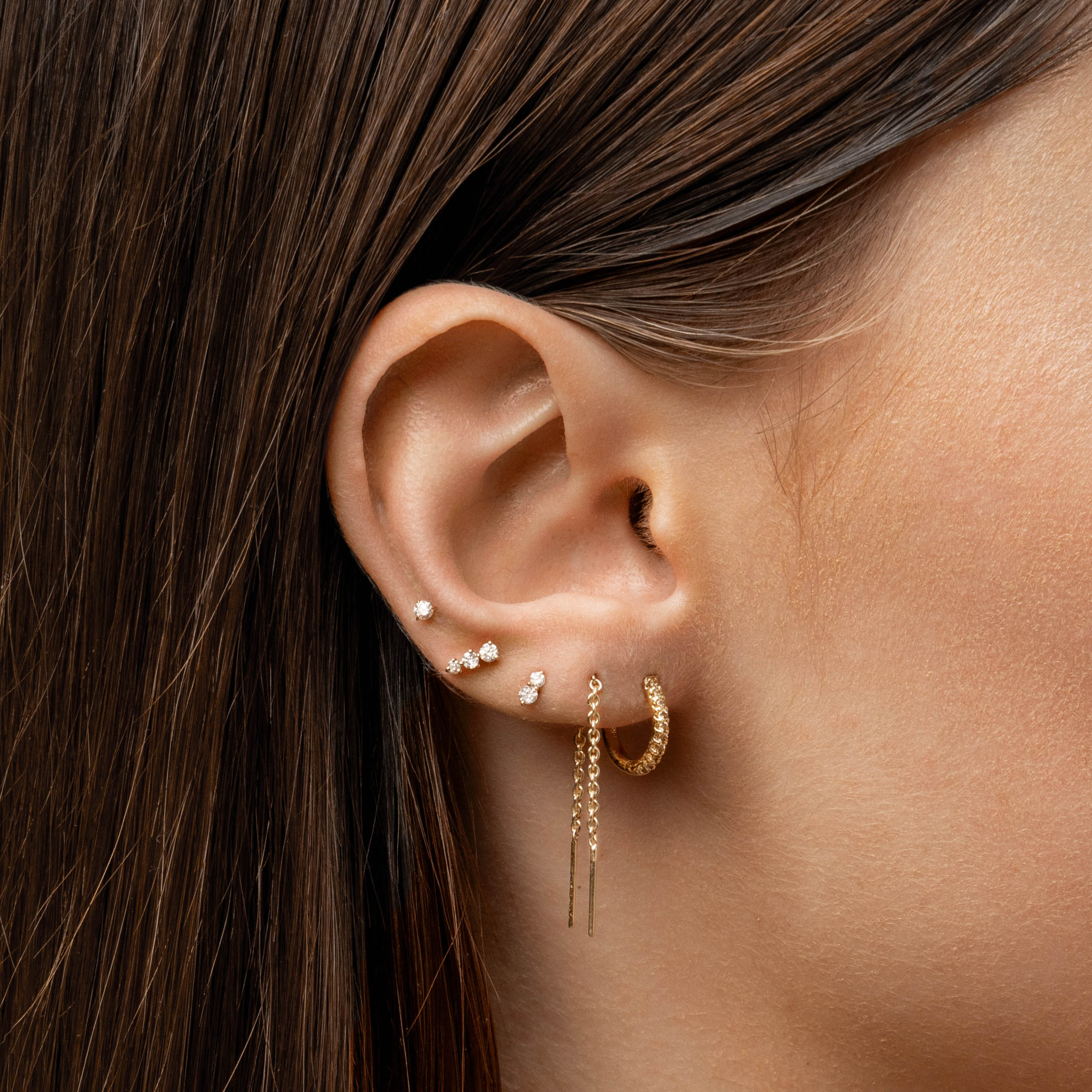 10k Gold Micro Diamond Helix Single Stud Earrings - Dainty Cartilage Piercing Jewelry for Everyday Wear & Special Occasions