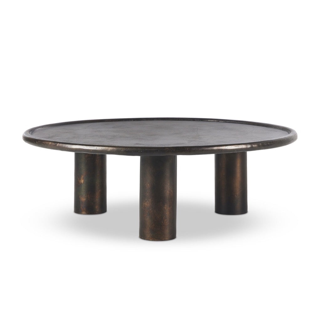 Distressed Bronze Coffee Table - Modern Rustic Living Room Centerpiece for Home Decor | Cary Coffee Table