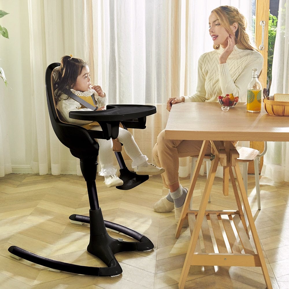 Adjustable Rotating Baby High Chair with Soft PU Leather Cushion - Perfect for Feeding & Playtime at Home or Restaurant