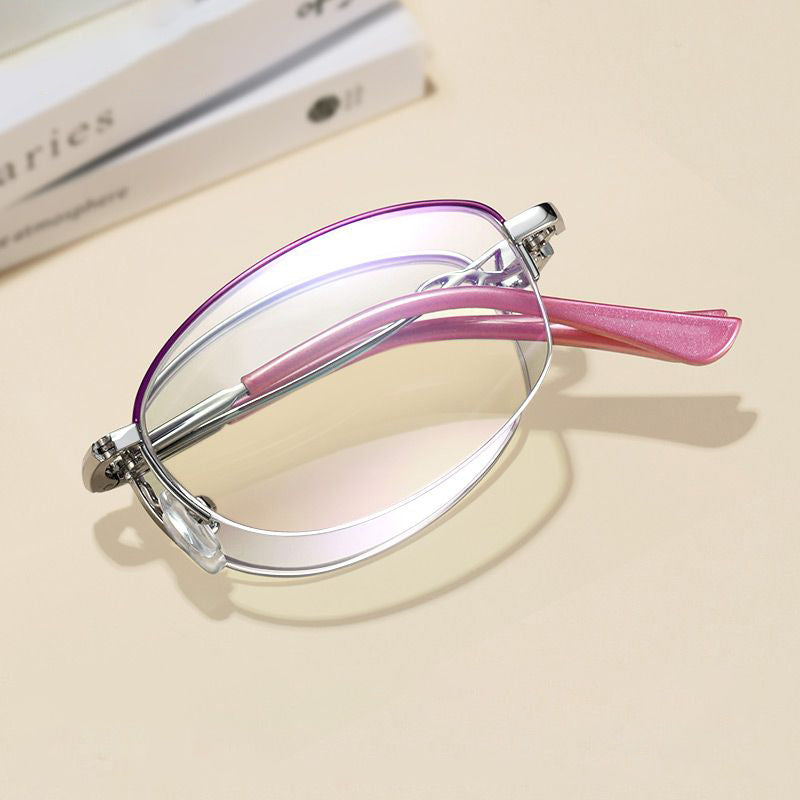 Women's HD Half Frame Folding Anti Blue Light Reading Glasses – Lightweight & Stylish for Computer Work, Reading & Screen Use
