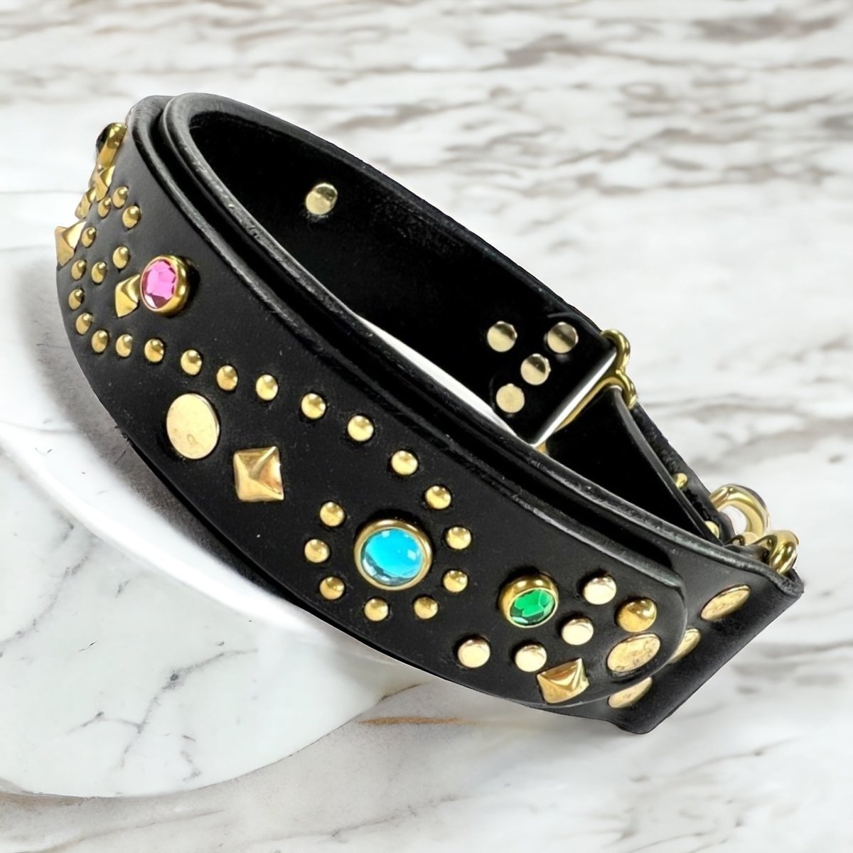 Premium Stargazer Martingale Leather Dog Collar - Adjustable Training Collar for Small Medium Large Dogs - Perfect for Walking, Training & Grooming