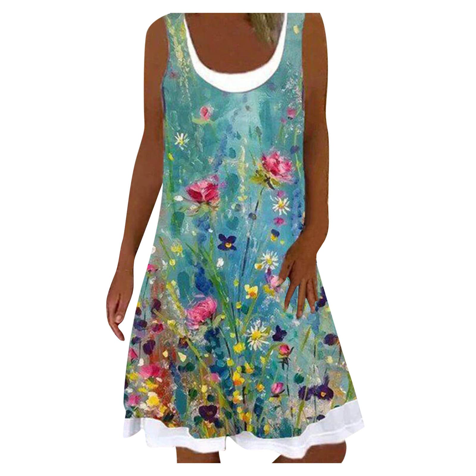 Women's Printed Sleeveless Two-Piece Summer Dress - Floral Beach Outfit for Vacation, Pool Party & Casual Wear