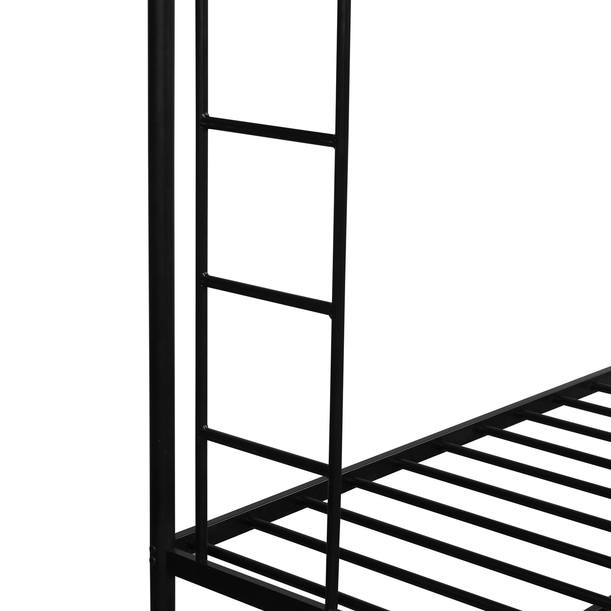 Twin Over Full Bunk Beds with Trundle - Sturdy Metal Bunk Bed Frame with Safety Rails & Ladder for Kids/Teens - Space-Saving Bedroom Furniture for Small Rooms, Guest Rooms & Vacation Homes - Black