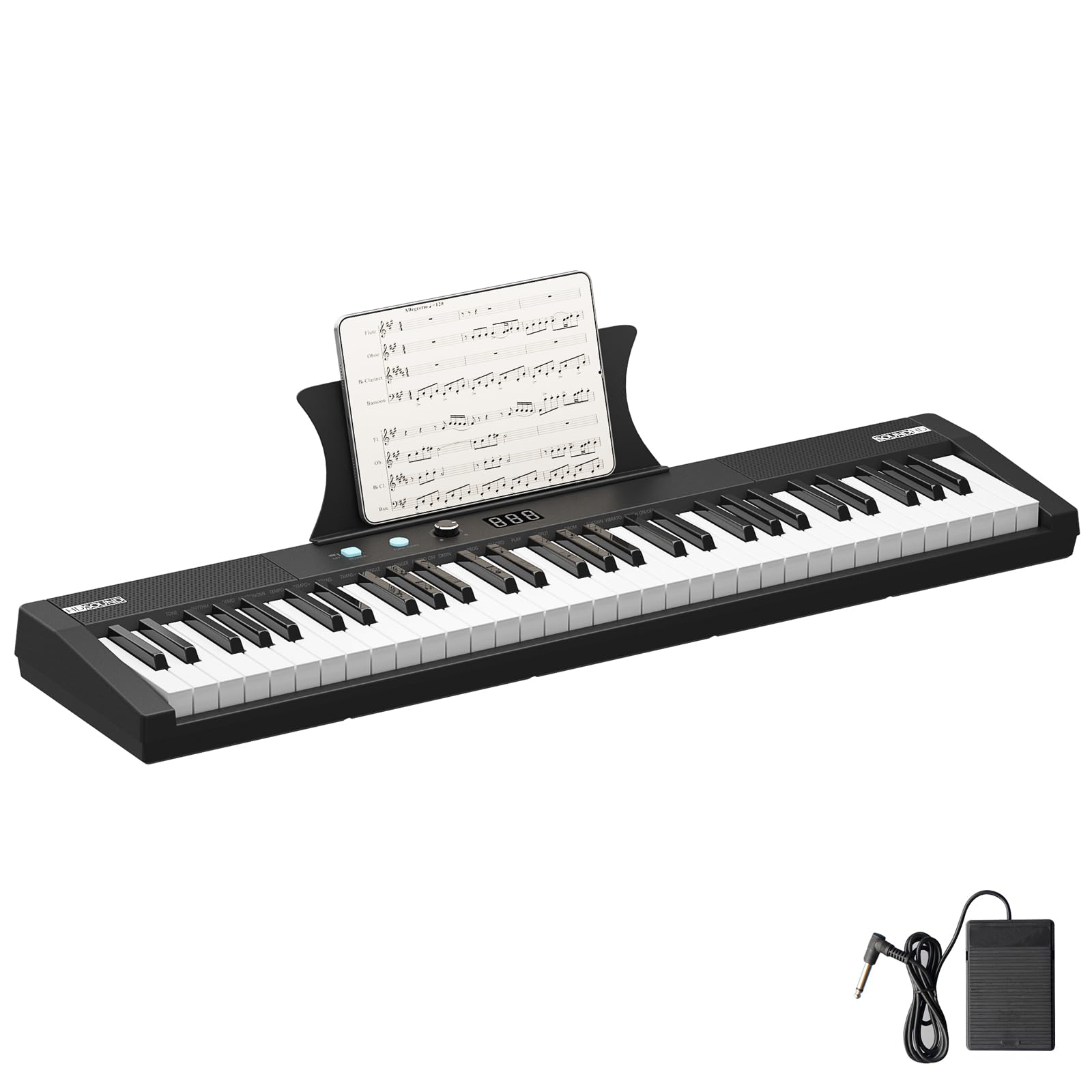 61-Key Portable Electric Piano Keyboard for Kids & Beginners - Semi-Weighted Keys with Built-In Speakers, Power Supply & Sustain Pedal - Perfect for Home Practice, Music Lessons and Travel Performances