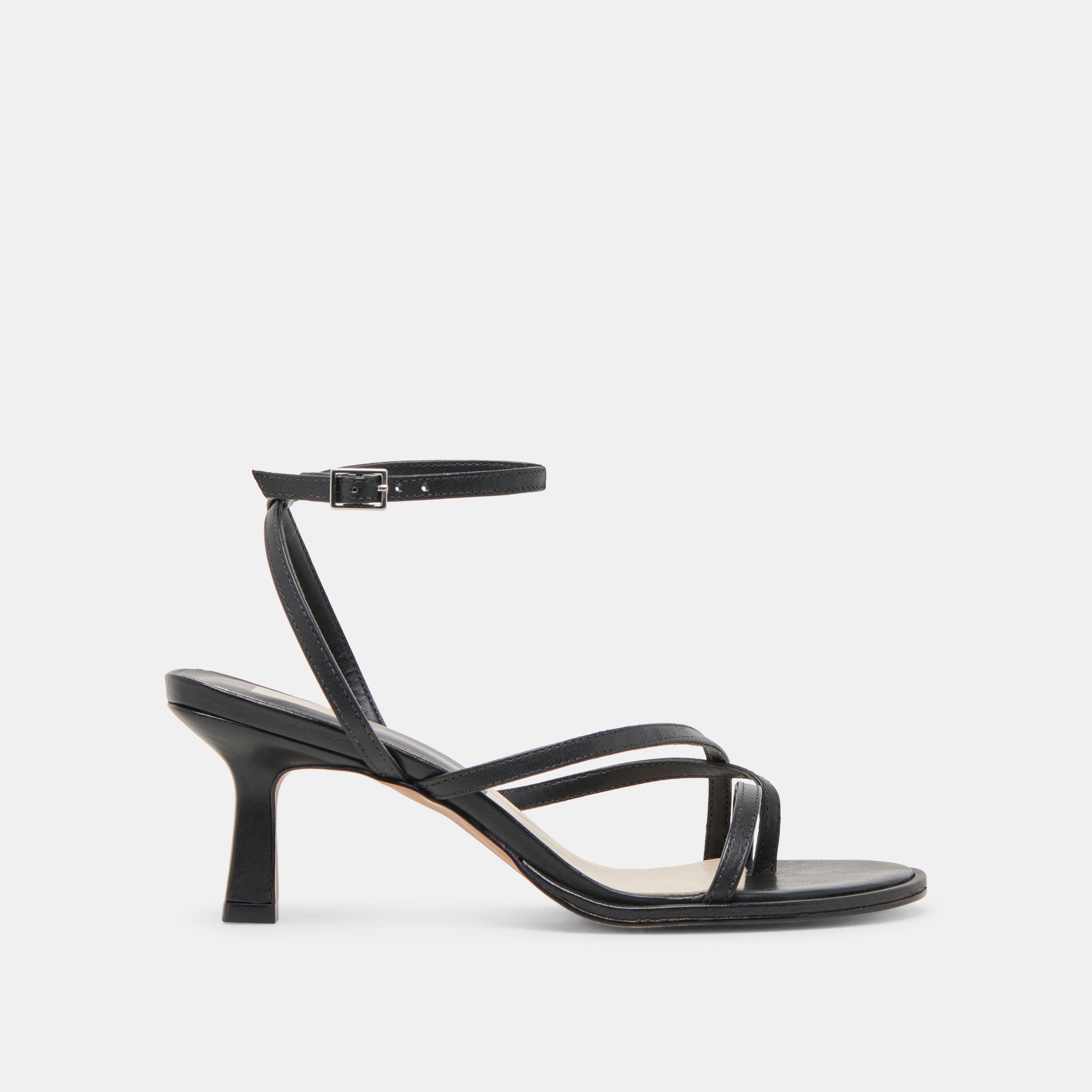 MORAH Women's Wide Heel Black Leather Sandals - Comfortable & Stylish for Work, Parties & Casual Outings