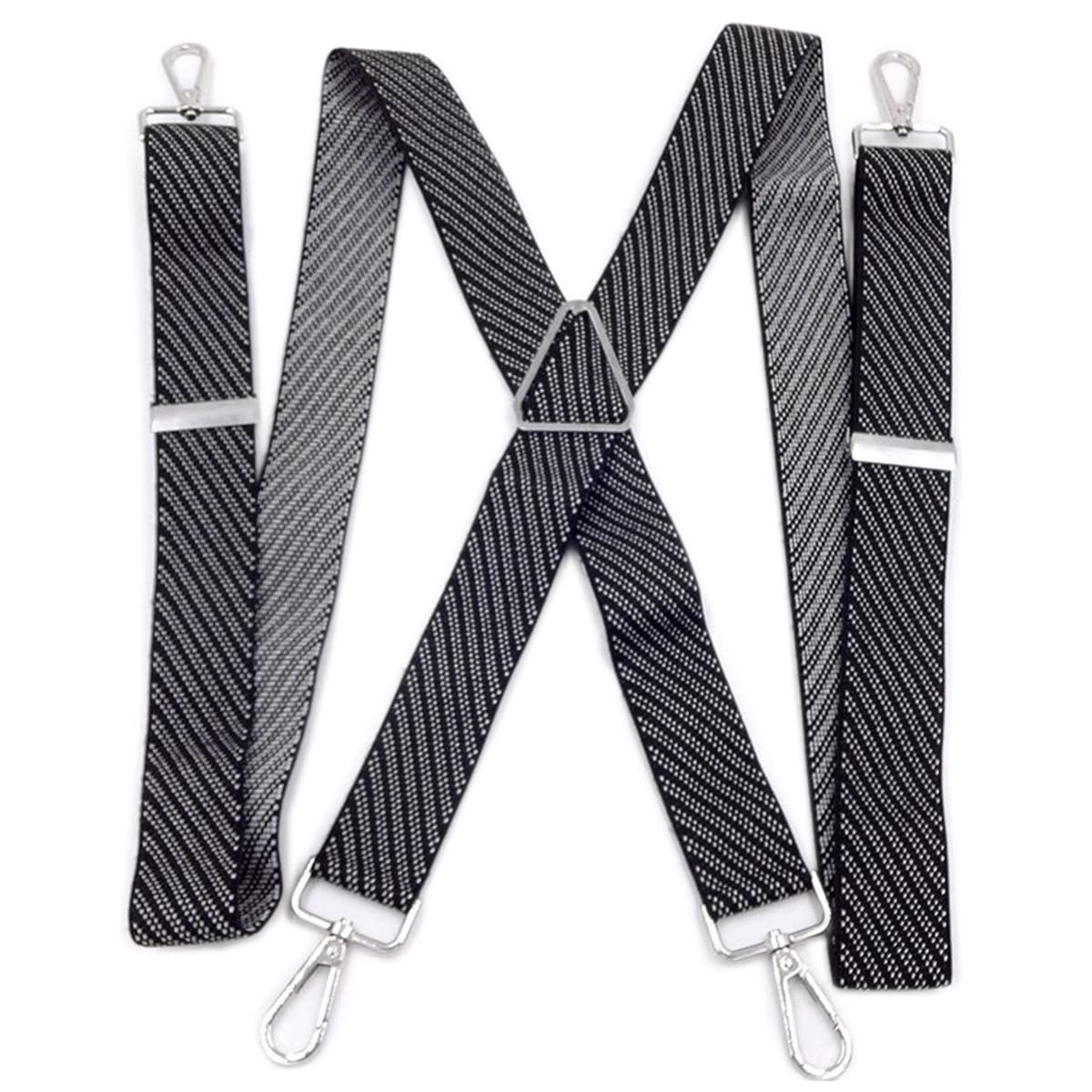 Heavy Duty Men's Suspenders with Swivel Silver Hooks - Adjustable X-Back Retro Style Suspenders for Formal Wear, Work Pants & Vintage Fashion Outfits