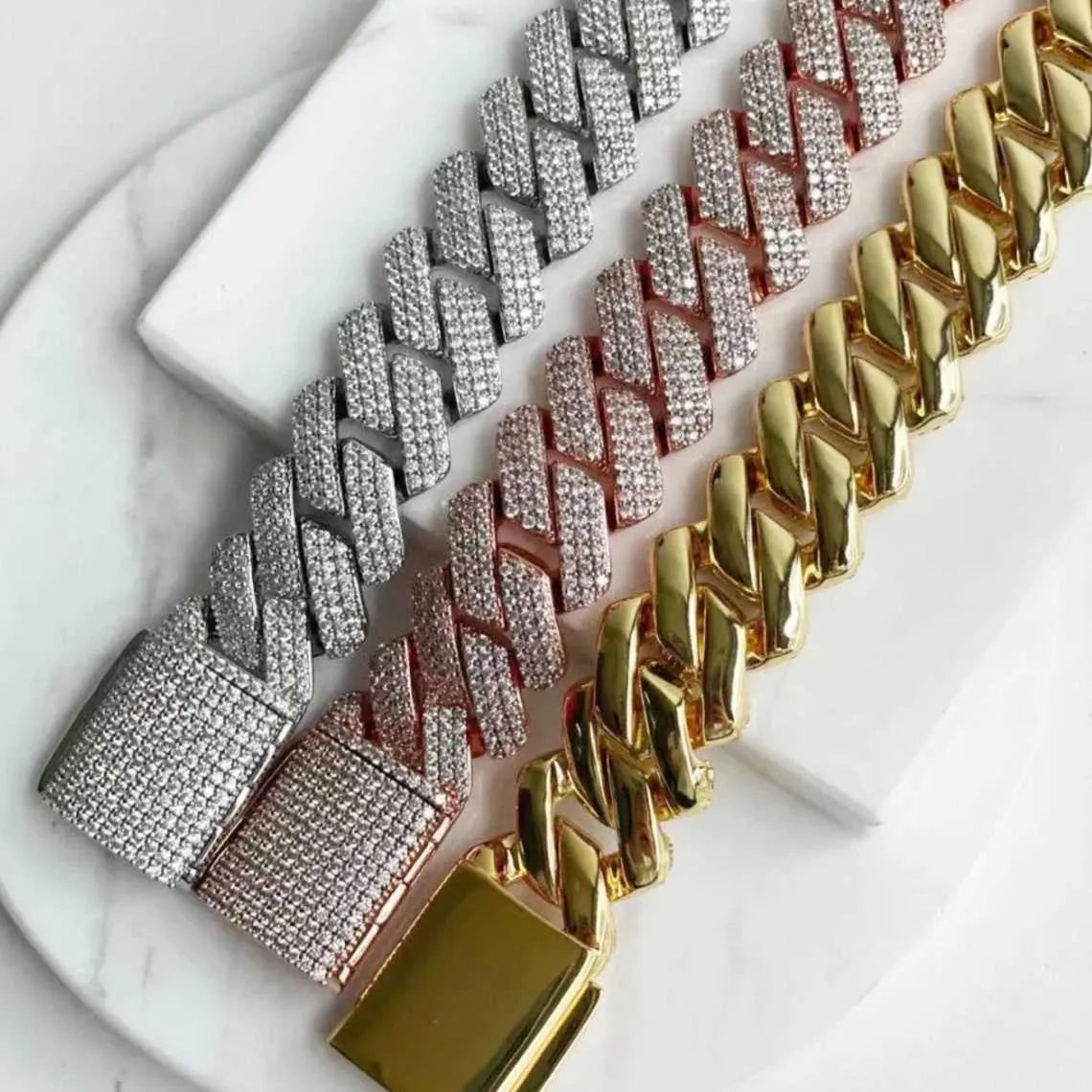 24K Gold Plated Moissanite Cuban Link Chain Necklace for Men - Iced Out Tennis Chain Jewelry - Perfect for Hip Hop Style & Special Occasions