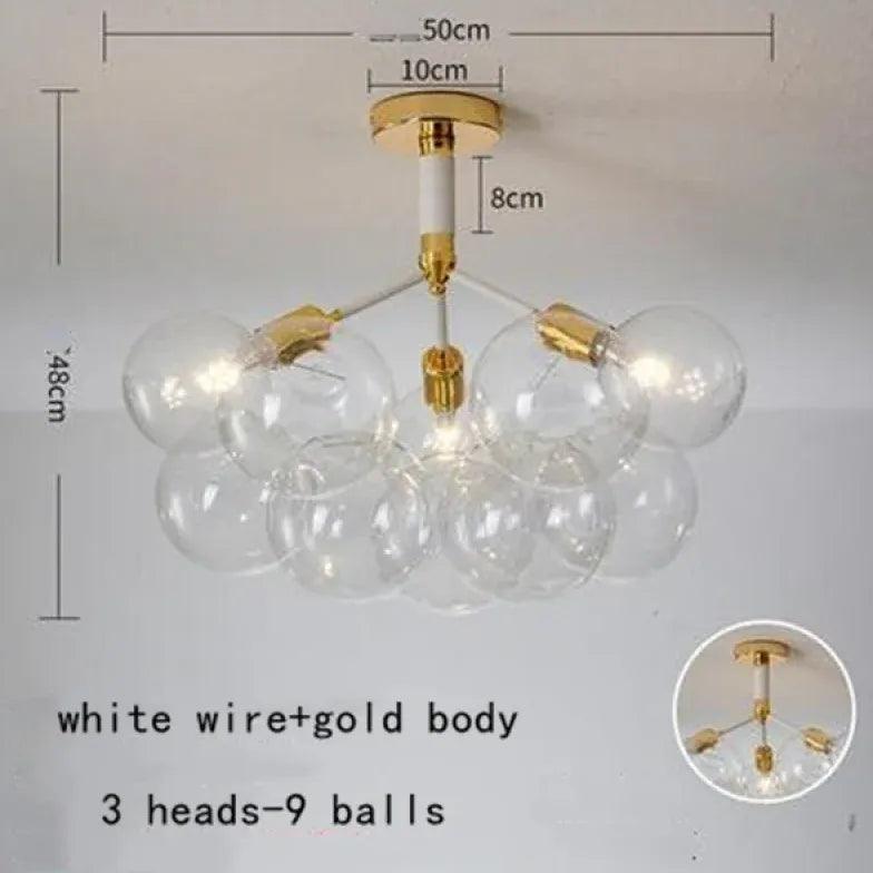 Elegant Transparent Glass Bubble Chandelier - Modern Artistic Lighting Fixture for Dining Room, Living Room & Bedroom Decor