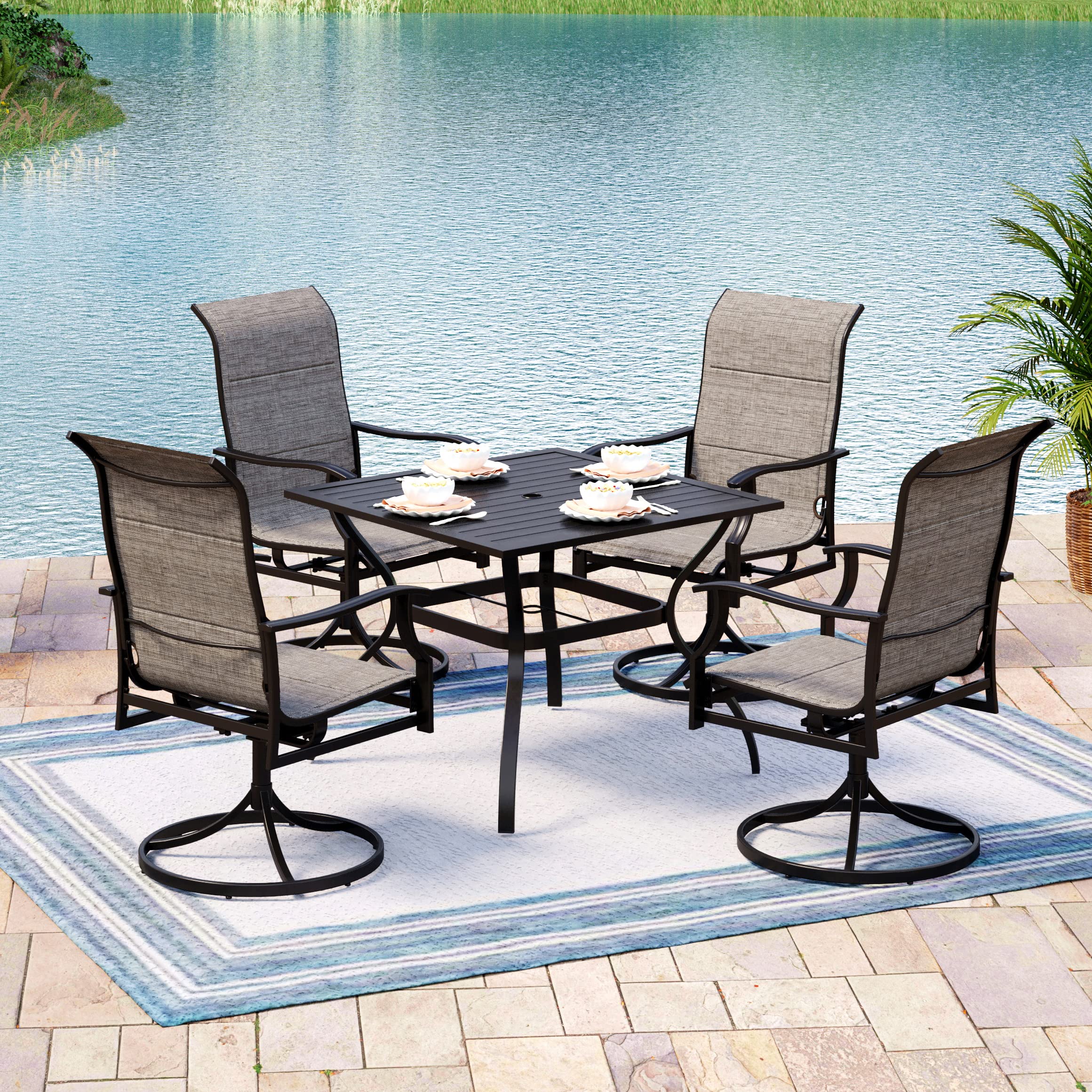 2 Pack Outdoor Swivel Patio Chairs - High Back Textilene Mesh Dining Chairs Set for Deck, Lawn, Garden - Perfect for Backyard Relaxation & Outdoor Entertaining