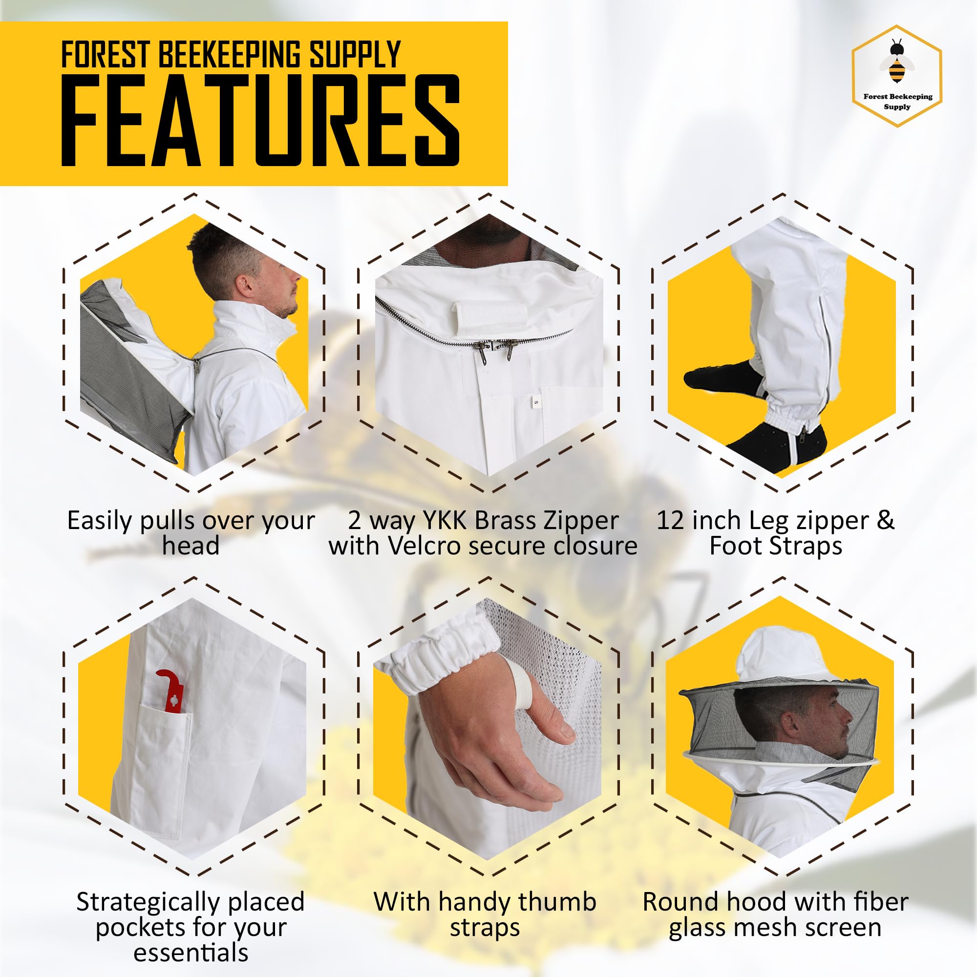 Professional Beekeeping Suit for Men & Women - 100% Cotton Ventilated Round Hood Beekeeper Outfit - Small Size for Hobbyist & Commercial Use - Perfect for Backyard Beekeeping, Apiary Work & Honey Harvesting