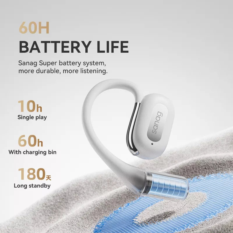 Sanag G56S Wireless Bluetooth Headphones with Ear Hook - Open Ear Air Conduction for Running, Cycling & Workouts - Sweatproof Sport Earbuds for Gym, Outdoor Activities & Travel