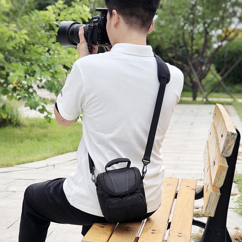 BIOSA Waterproof DSLR Camera Shoulder Bag - Portable SLR Camera Case for Nikon D40 with Charging Pocket, Black, Fashionable Design - Perfect for Travel, Hiking & Outdoor Photography