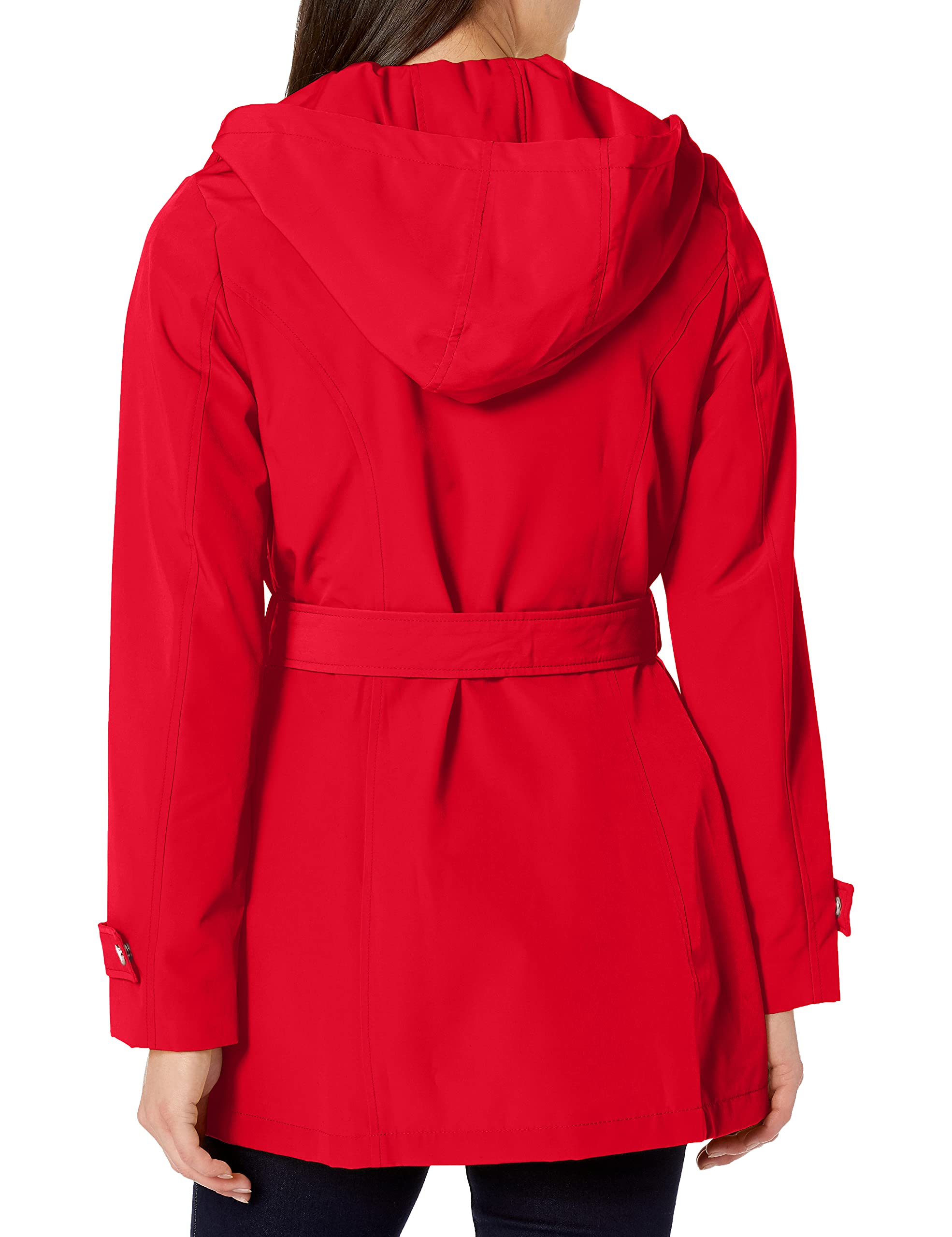 Nautica Women's Waterproof Hooded Raincoat with Adjustable Belt - Lightweight Windbreaker Jacket for Outdoor Activities, Commuting & Travel