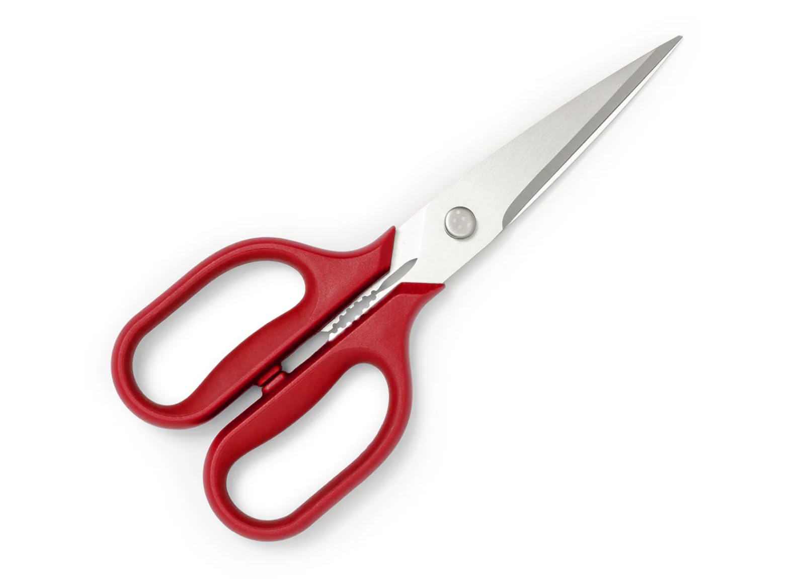 Misen Heavy Duty Kitchen Shears - Professional Stainless Steel Cooking Scissors for Cutting Meat, Poultry, Herbs & Vegetables - Dishwasher Safe Kitchen Shears with Ergonomic Ambidextrous Handle - Perfect for Meal Prep, Butchering & Food Processing (Red)