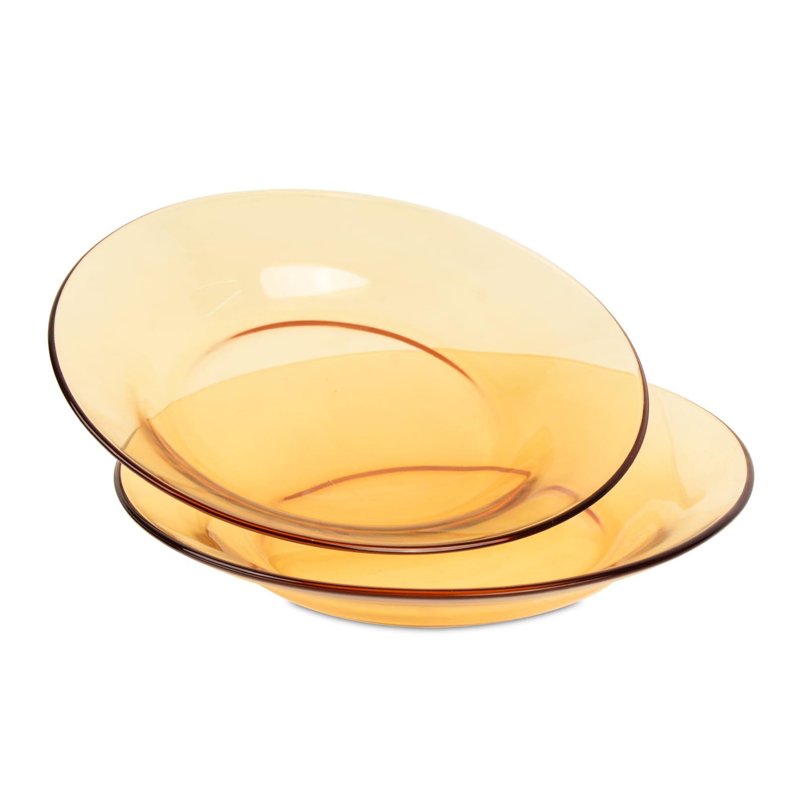 9 Inch Amber Glass Salad Plates Set of 2 - Durable Dinner Plates for Kitchen, Food Serving & Entertaining - Dishwasher Safe - Perfect for Restaurants, Dinner Parties & Everyday Meals