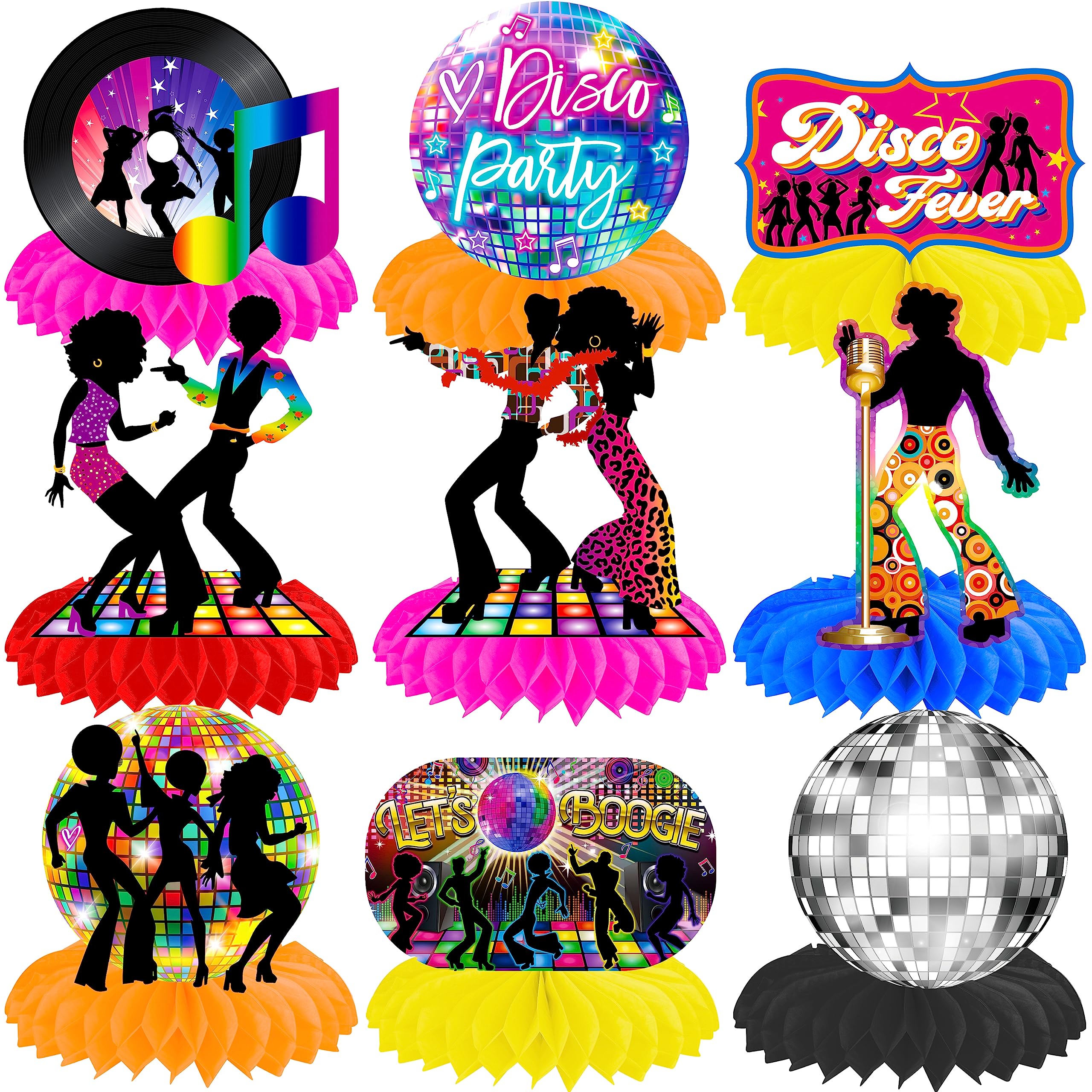 10Pcs 70s Disco Honeycomb Centerpieces - Vintage Disco Ball Table Decorations for 70s Theme Party, Dance Floor Decor, 1970s Retro Party Supplies - Perfect for Birthday, Wedding, Disco Fever & Dancing Queen Party Decorations