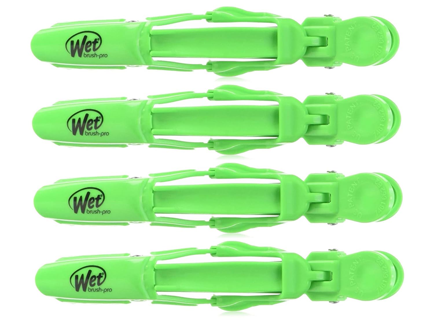 Wet Brush Pro Professional Hair Clips for Styling & Sectioning - Strong Double Hinge for Wet or Dry Hair - Maximum Hold 4-Pack (Lime Green) - Perfect for Salon, Home Use & Travel