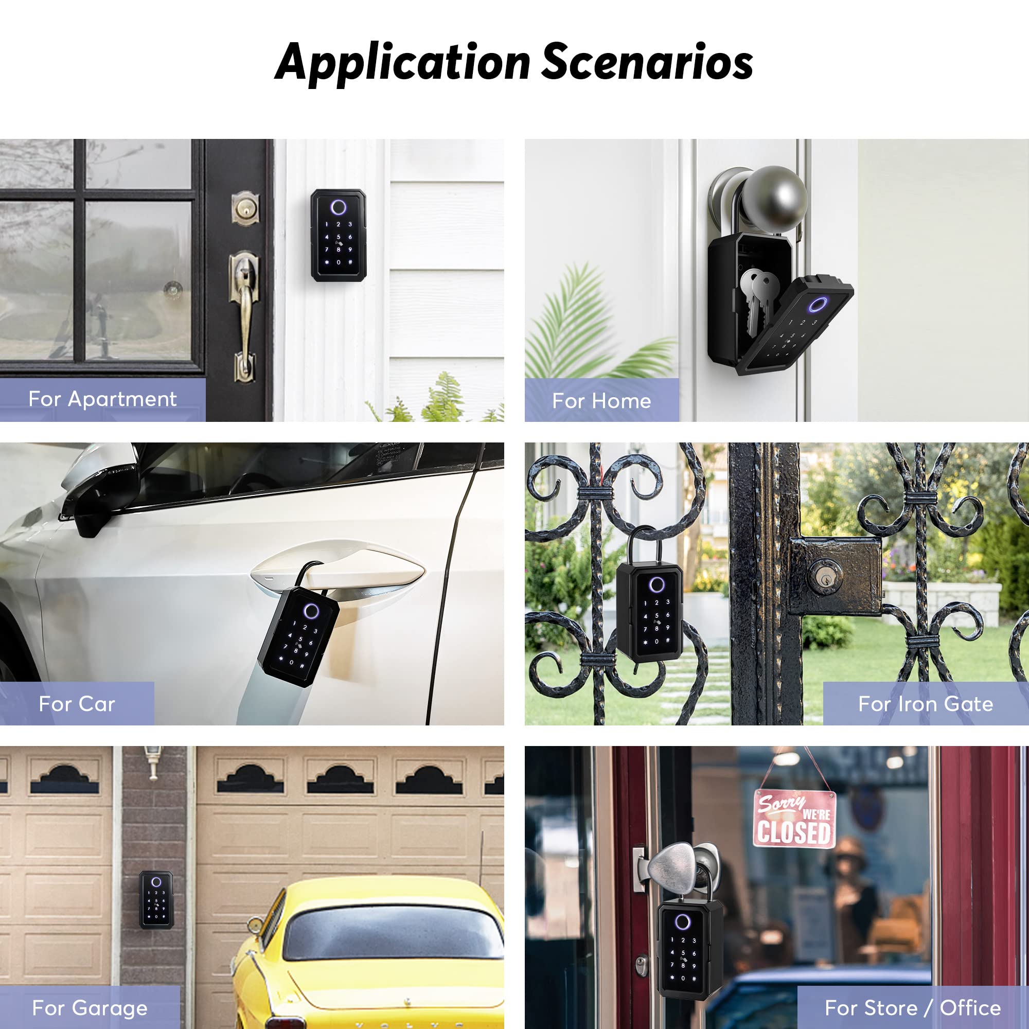 CATCHFACE Smart Bluetooth Key Lock Box - 5-in-1 Key Safe with TTLock APP & Ekey Sharing | Waterproof Wall Mount & Door Handle Lockbox for Home, Apartment, Realtor & Office Use | Secure Key Storage Solution for Vacation Rentals, Airbnb Hosts & Property Managers