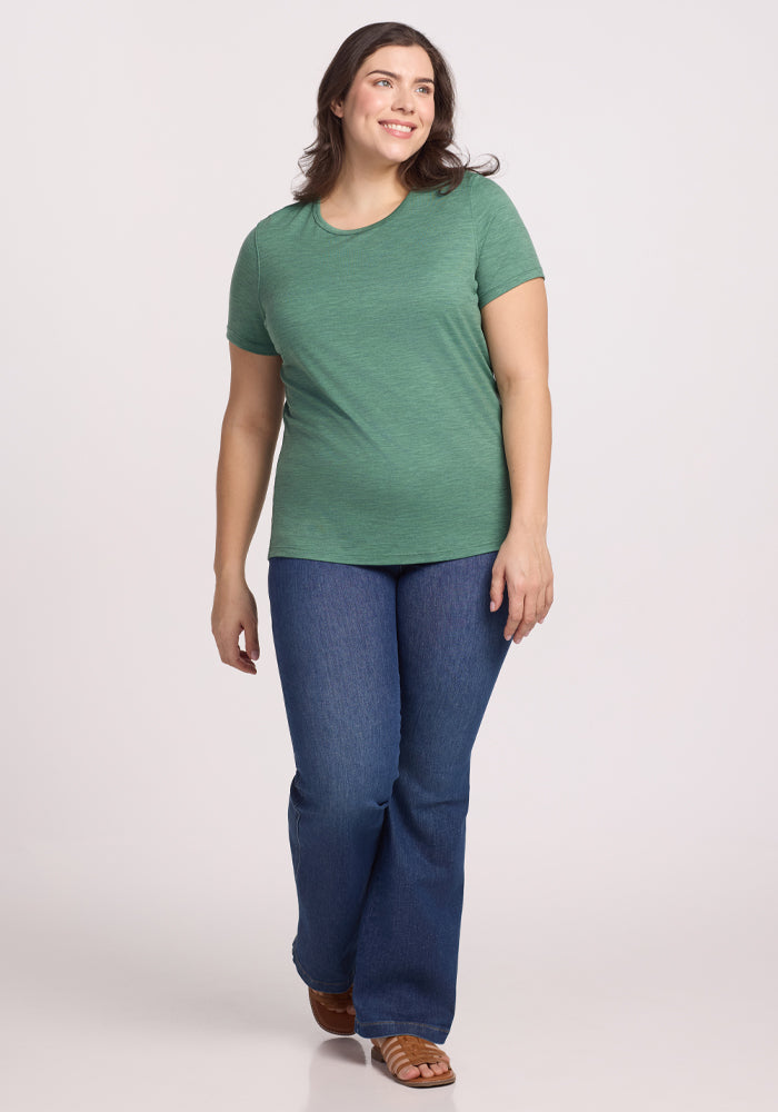 Liza Crew Neck T-Shirt for Women - Soft Cotton Casual Tee in Sea Mist Green | Perfect for Everyday Wear, Layering & Outfit Styling
