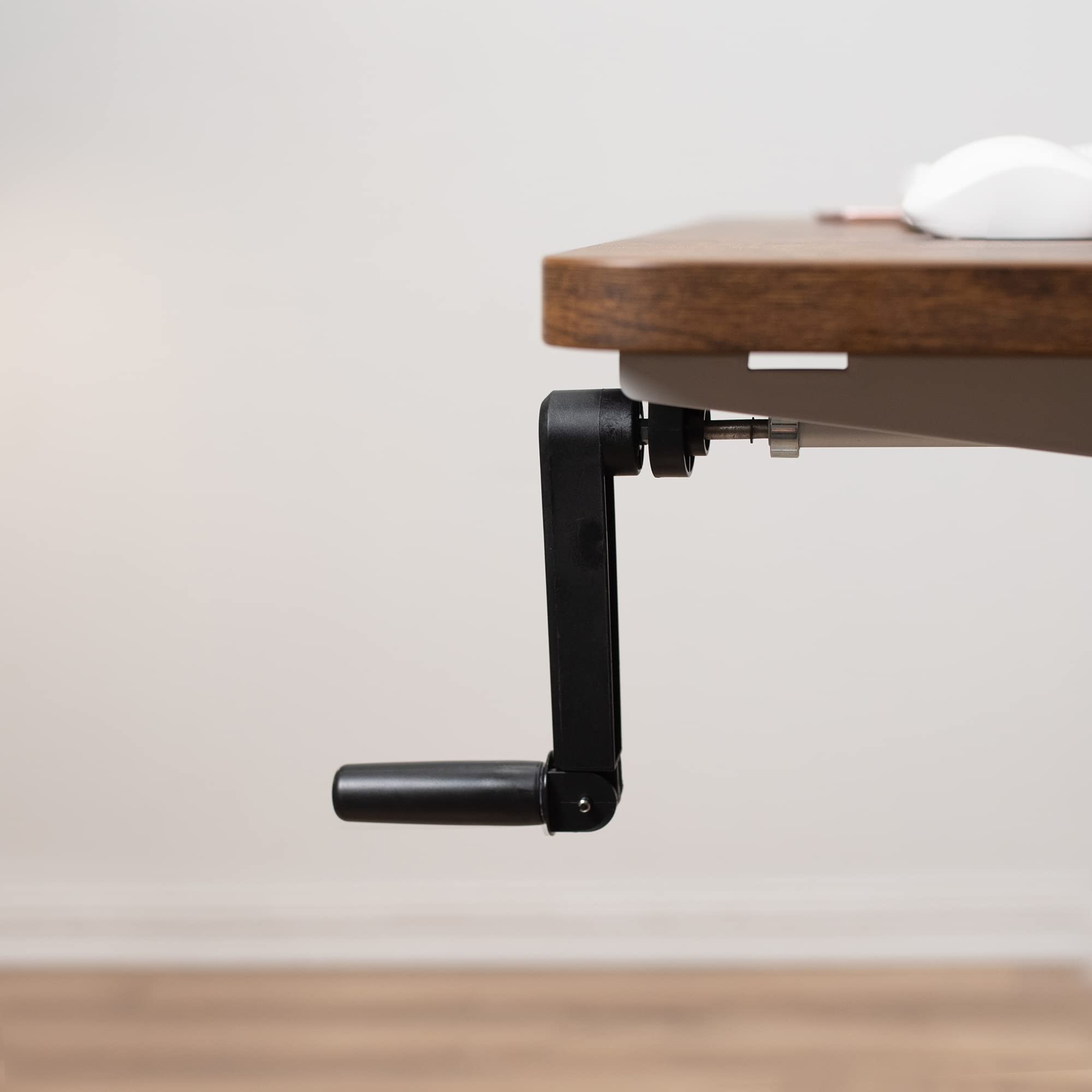 VIVO Compact Hand Crank Standing Desk Frame for 35-71 Inch Table Tops - Ergonomic Height Adjustable Base with Foldable Handle, White (DESK-M051MW) - Perfect for Home Office, Study & Workspace
