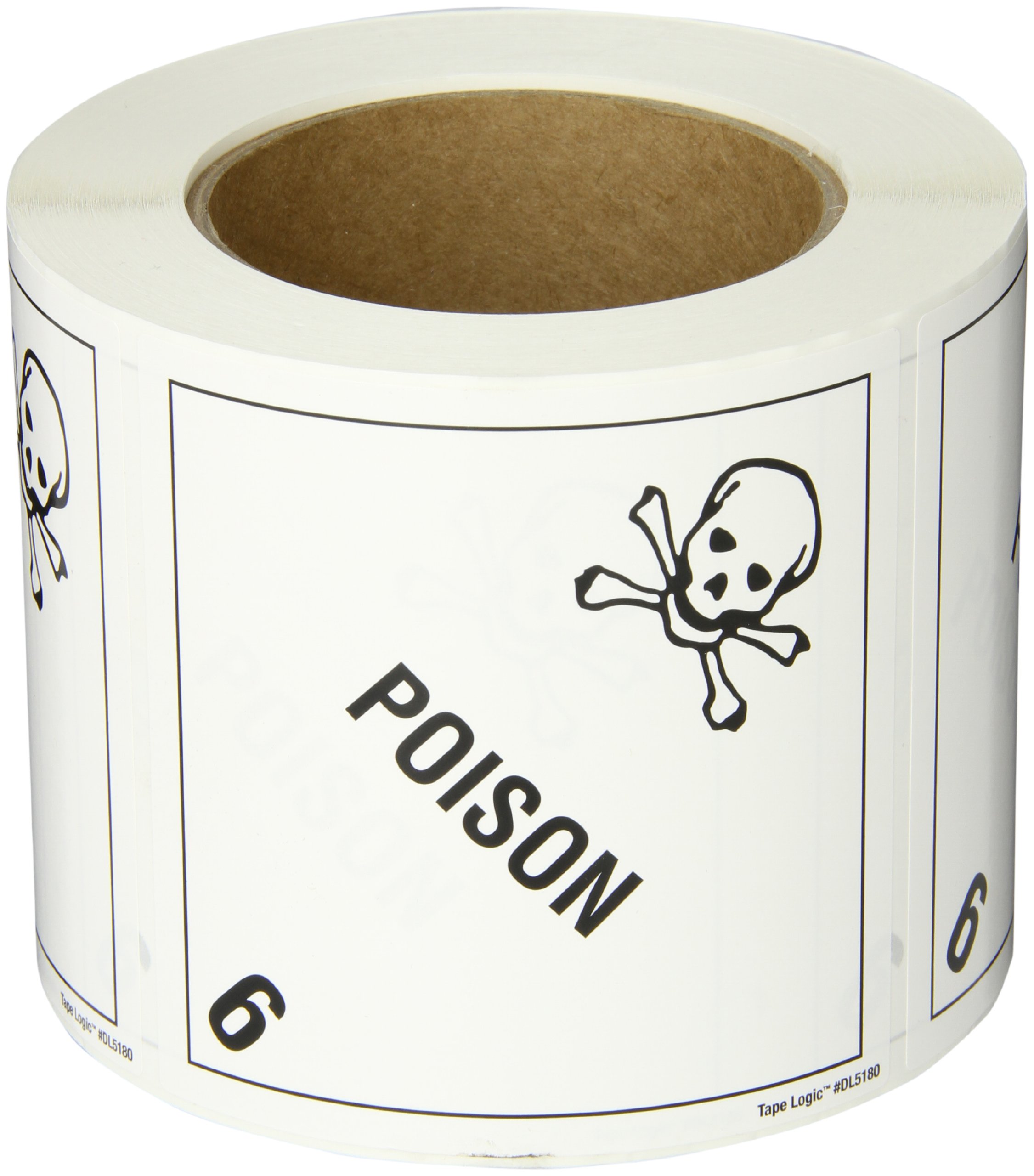 Tape Logic 4x4 Inch Poison Warning Labels - 6 Pack - Hazardous Chemical Safety Stickers for Bottles, Containers & Workplace Safety