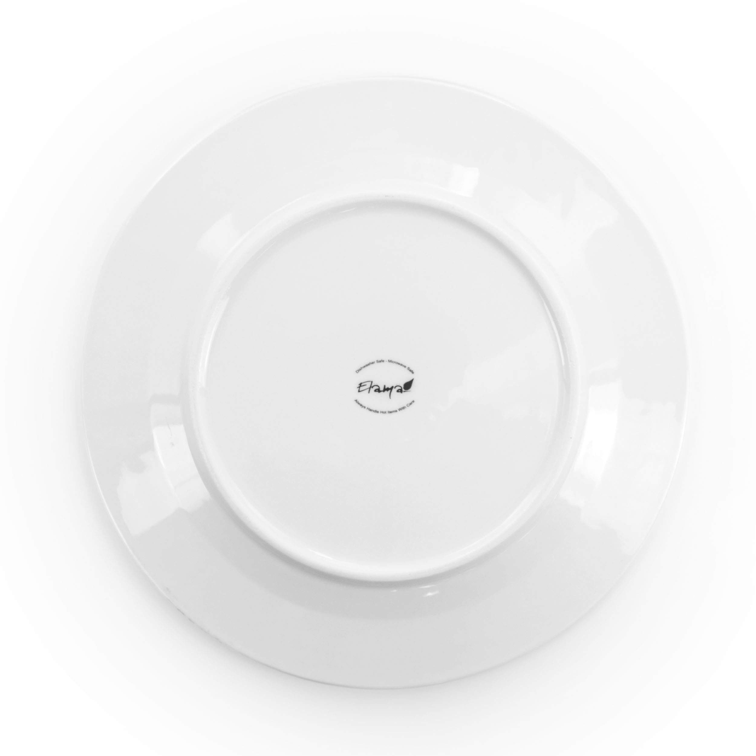 Elama 16-Piece Porcelain Dinnerware Set for 4, White Round Plates & Bowls - Elegant Table Setting for Family Dinners, Parties & Restaurant Use