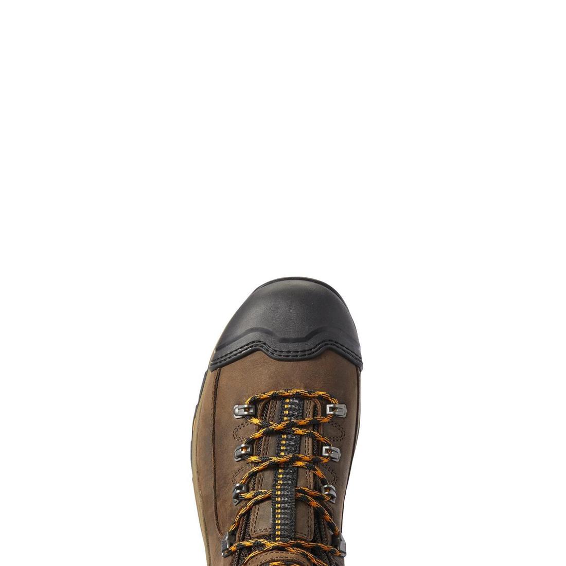 Endeavor 6 Inch Carbon Toe Waterproof Work Boots for Men - Slip Resistant Safety Shoes, Chocolate Brown - Ideal for Construction, Warehouse & Outdoor Work