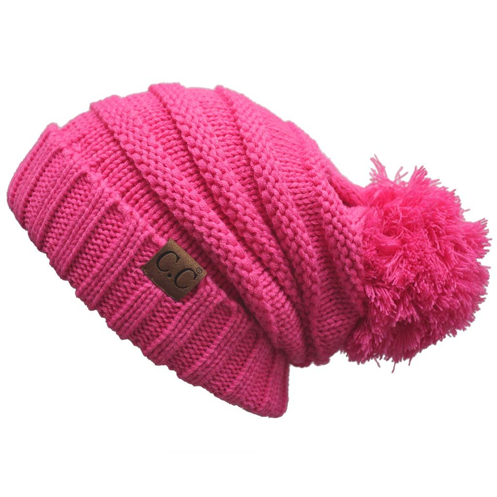 ScarvesMe Warm Chunky Soft Oversized Cable Knit Slouchy Beanie with Pom Pom - Winter Hat for Women & Men - Perfect for Cold Weather, Outdoor Activities & Fashion Accessories