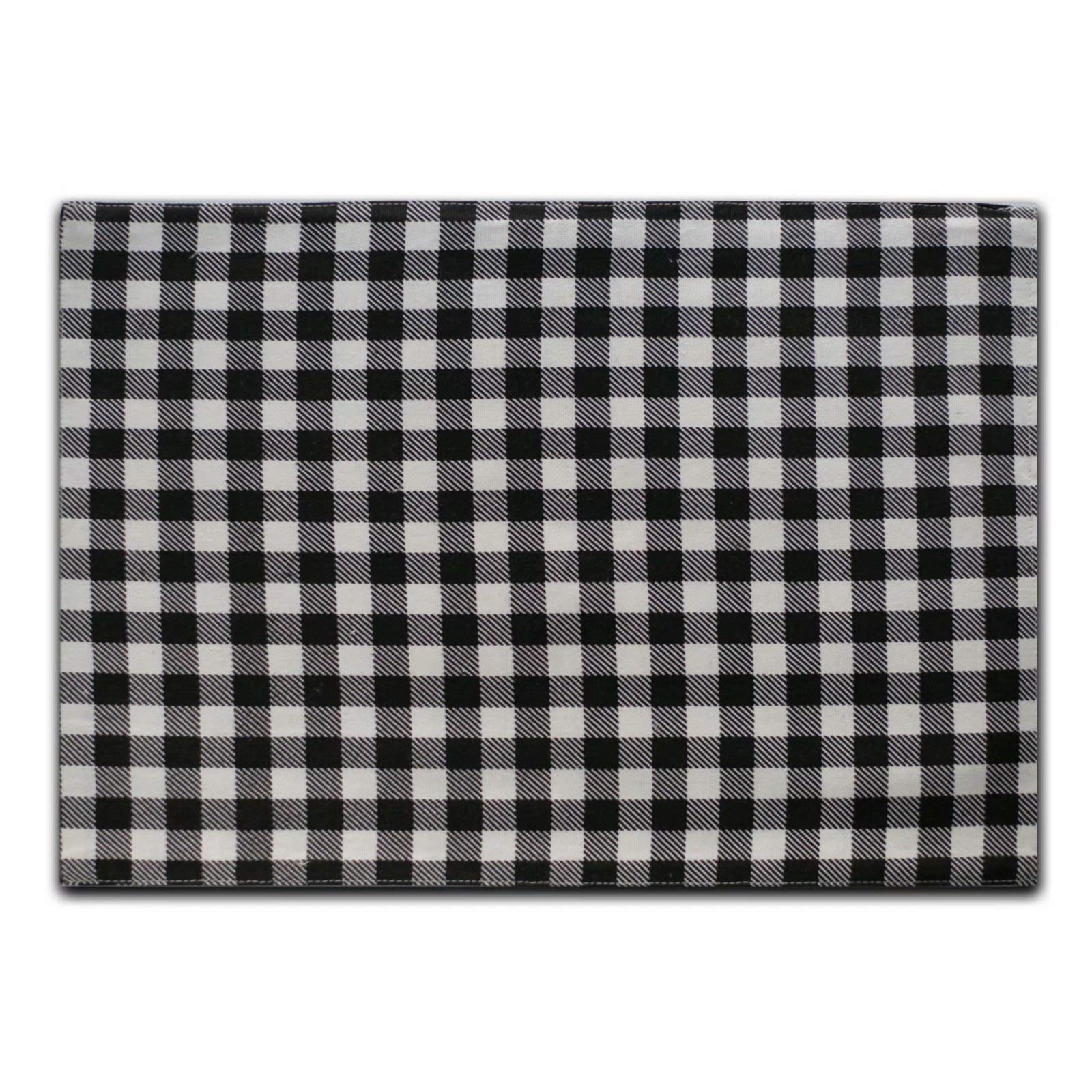 4-Piece Buffalo Check Christmas Placemats Set - Reversible Black & White Plaid Burlap & Cotton Holiday Table Mats for Dining Decor - Perfect for Christmas Dinner, Winter Parties & Festive Home Decorations