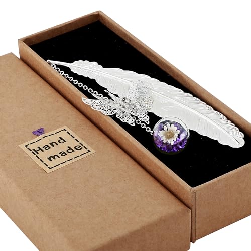 Feather Silver - Purple Crystal White Flower