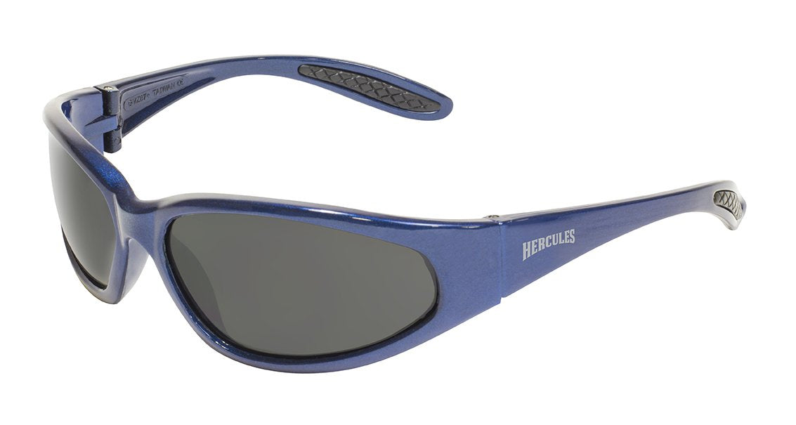 Hercules 1 Blue Frame Smoke Lens Sunglasses - UV Protection Polarized Sports & Driving Shades for Men and Women - Perfect for Outdoor Activities, Running, Cycling, and Beach
