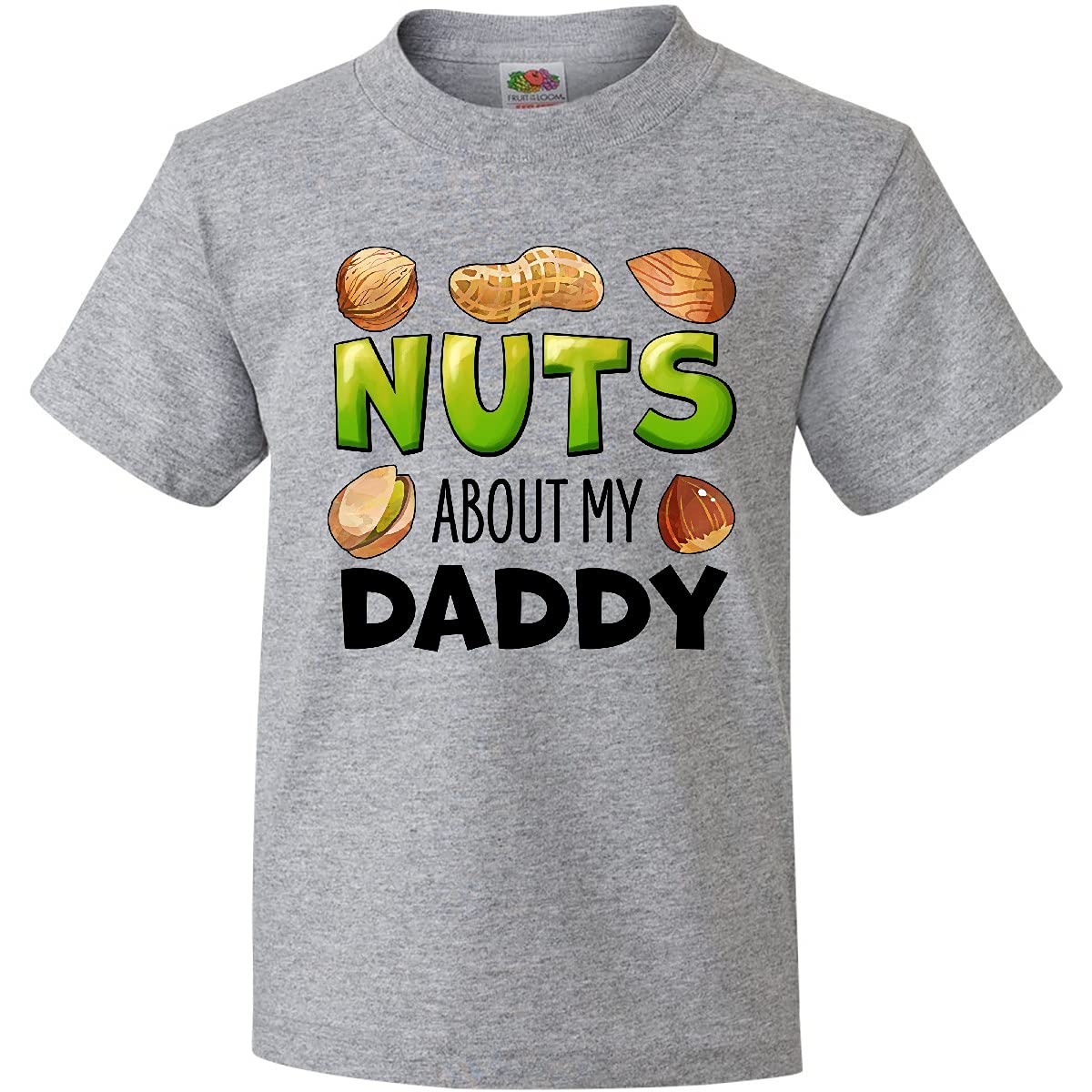 Inktastic 'Nuts About My Daddy' Peanut Almond Pistachio Youth T-Shirt - Fun Casual Wear for Kids & Family Outings