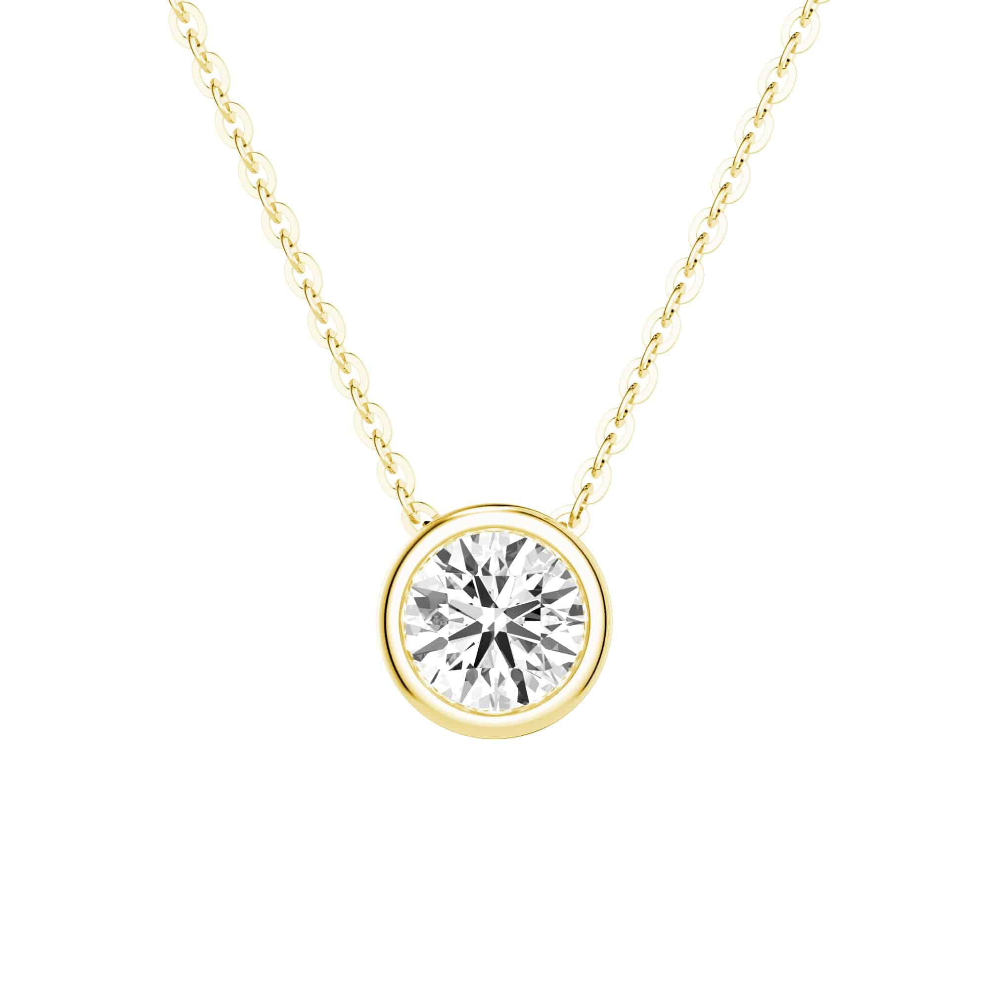 1 CT Round Cut Moissanite Bezel Set Pendant Necklace - Elegant Solitaire Jewelry for Women, Perfect for Weddings, Anniversaries & Special Occasions