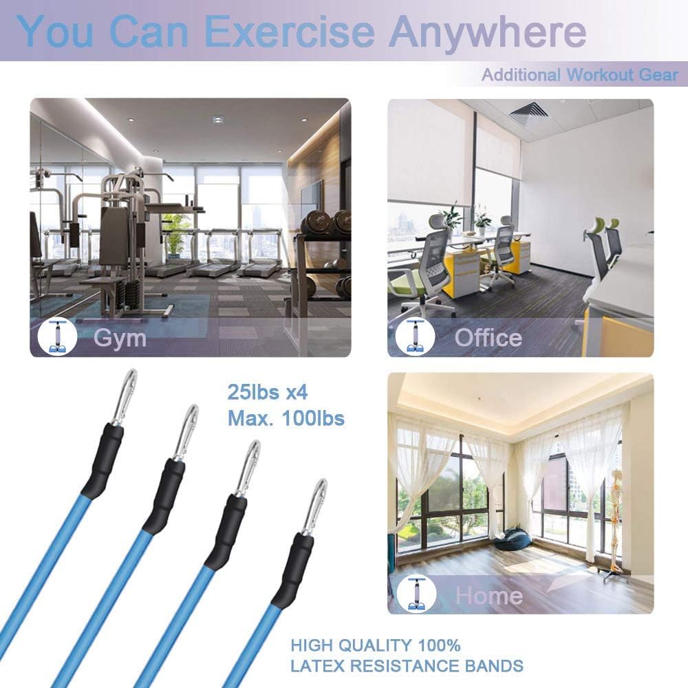 **4-Tube Elastic Resistance Band Set - Adjustable Pull Rope for Sit-Ups, Yoga, Bodybuilding & Stretching | Fitness Equipment for Abdomen, Waist, Arms & Legs | Home Gym, Workout & Slimming Training**