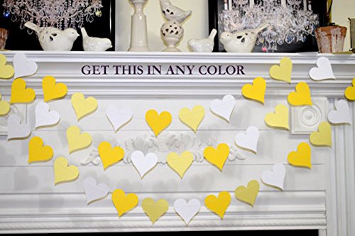 Yellow and White Heart Garland - Wedding Decoration, Bridal Shower Decor, Photo Backdrop Props for Romantic Ceremonies & Party Scenes