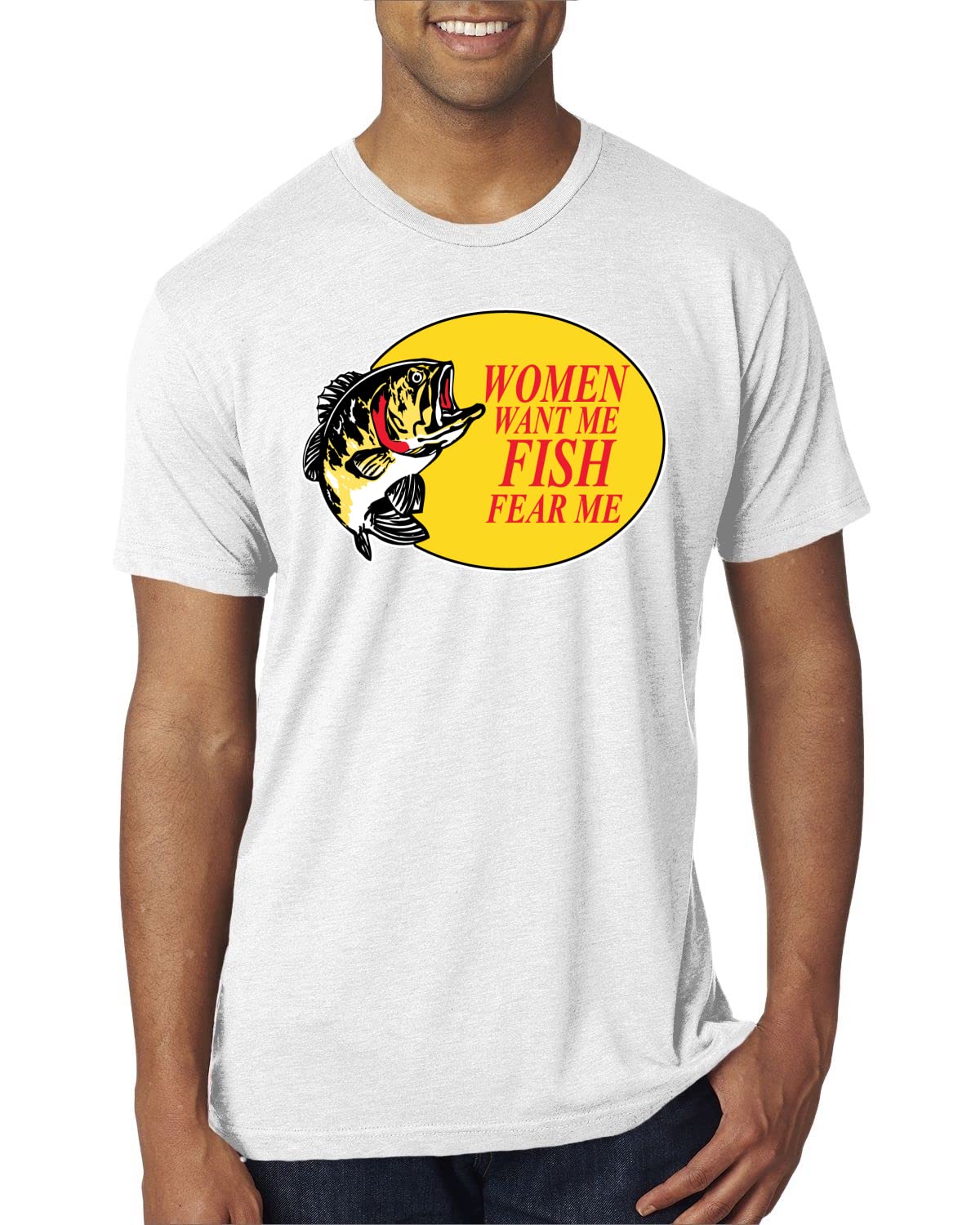 Women Want Me Fish Fear Me Fishing Men's Premium Tri-Blend T-Shirt - Comfortable & Durable Fishing Shirt for Outdoor Enthusiasts