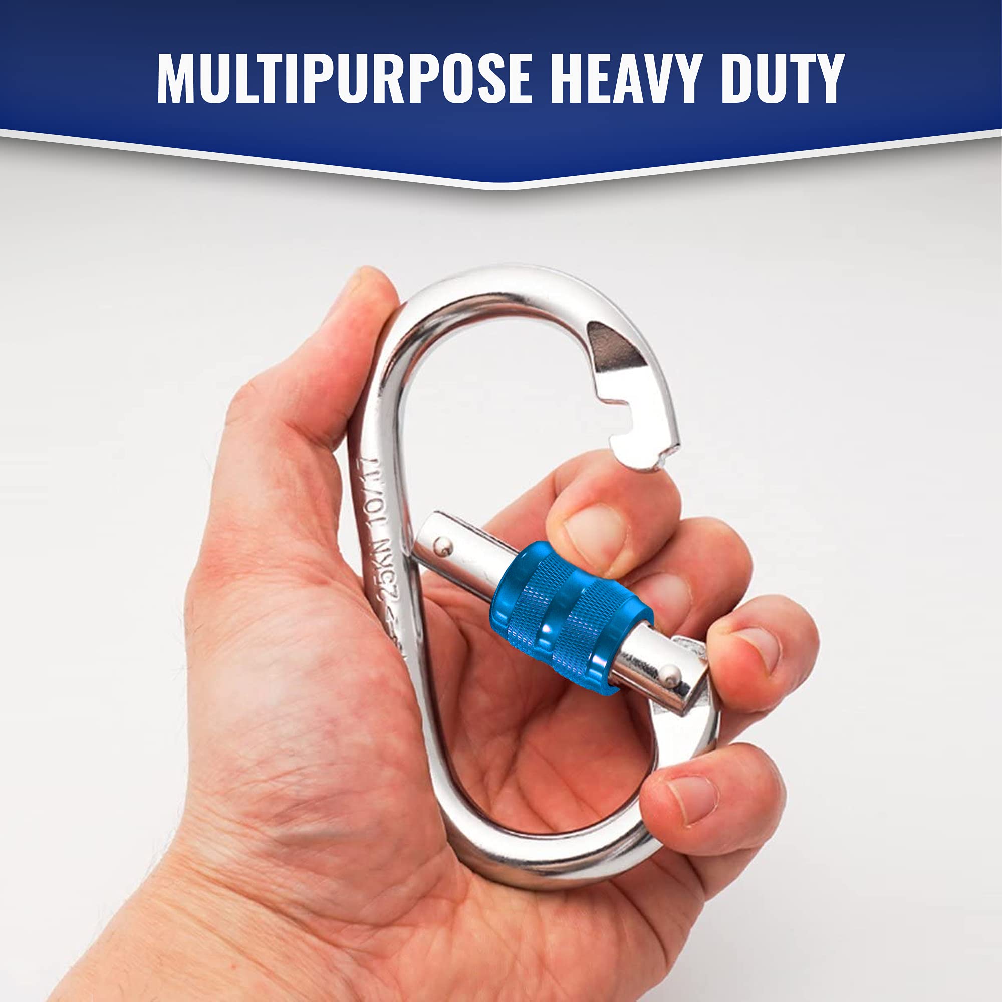 UIAA Certified 25kN (5620LB) Heavy Duty Steel Carabiner Clip - Screw Lock Oval-Shape for Rock Climbing, Hiking, Camping & Hammocks - Durable Safety Hook for Outdoor Gear & Equipment