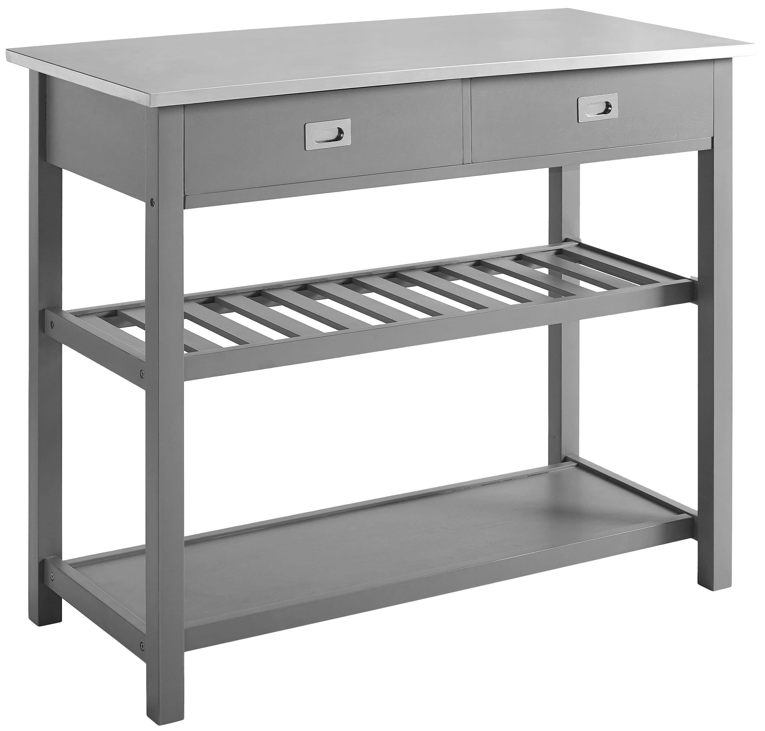 Crosley Chloe Stainless Steel Kitchen Island Cart with Wheels - Microwave Stand, Wine Rack & Storage Cabinet for Small Spaces - Perfect for Apartments, Dorms & Compact Kitchens (Gray)