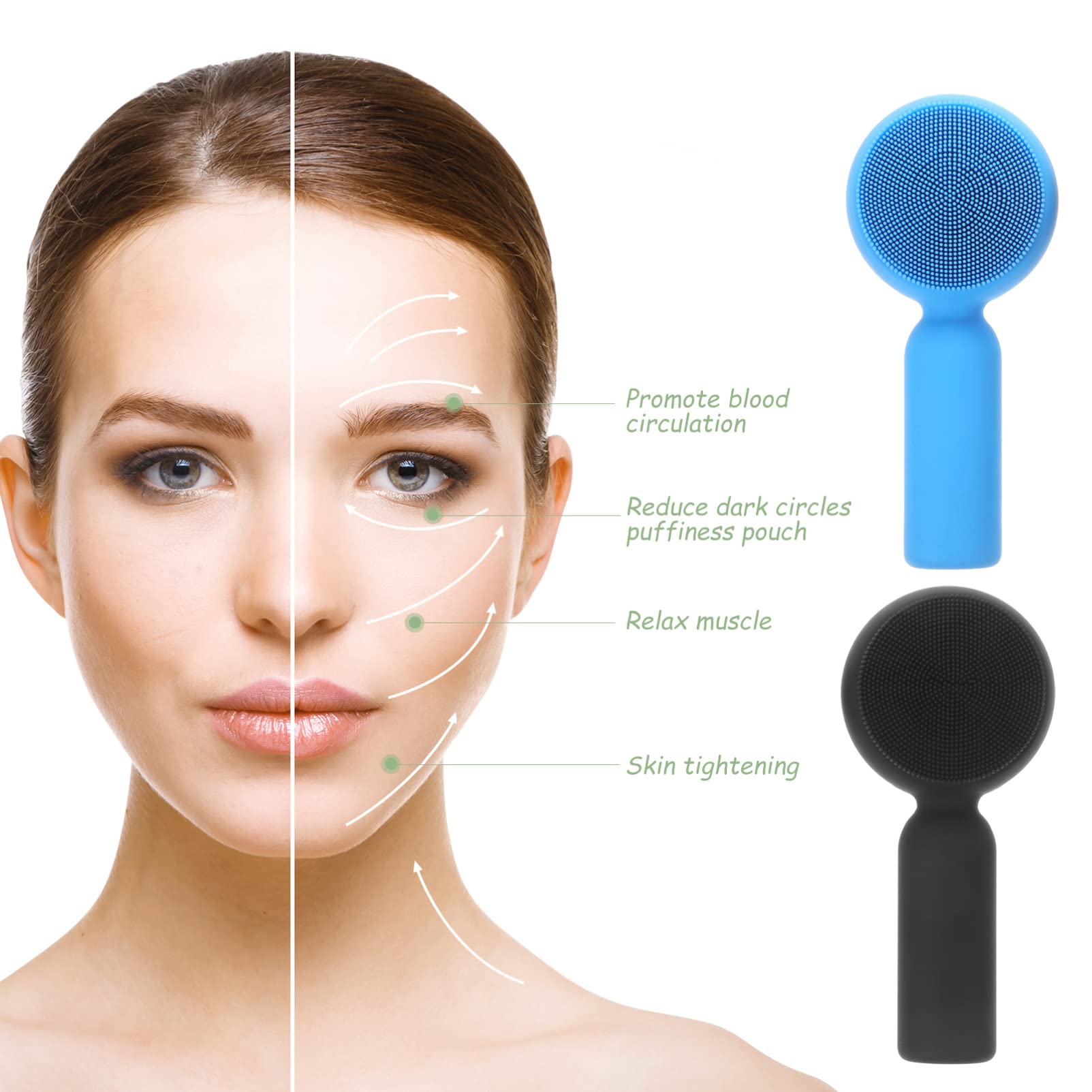 FRCOLOR 2-Pack Silicone Facial Cleansing Brush - Gentle Exfoliator & Scrubber for Deep Cleaning, Blackhead Removal & Skin Rejuvenation - Soft Manual Face Wash Brush for Women - Perfect for Daily Skincare Routine & Spa-Like Facial Massage at Home