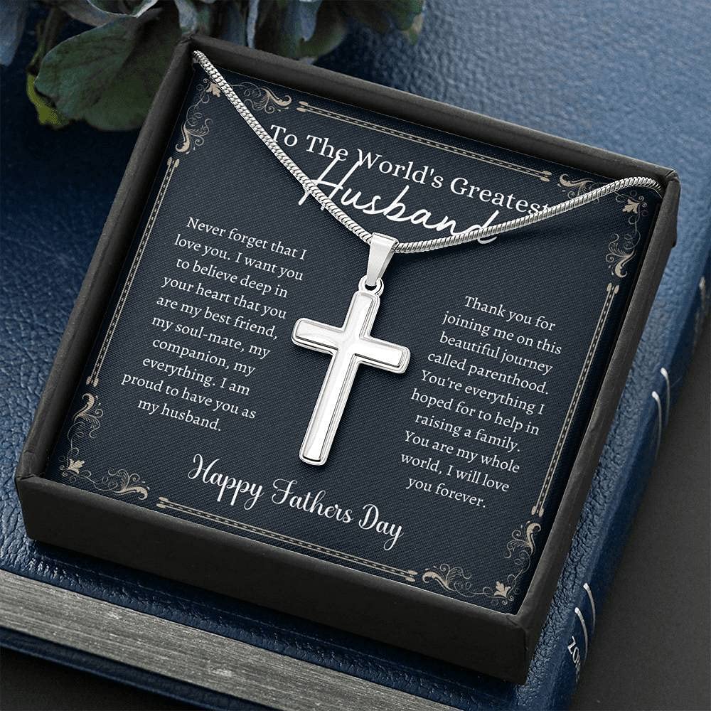 Handmade Cross Necklace for Husband - Unique Father's Day Gift from Wife, Personalized Christian Jewelry for Men | Perfect Anniversary, Wedding & Romantic Occasion Present