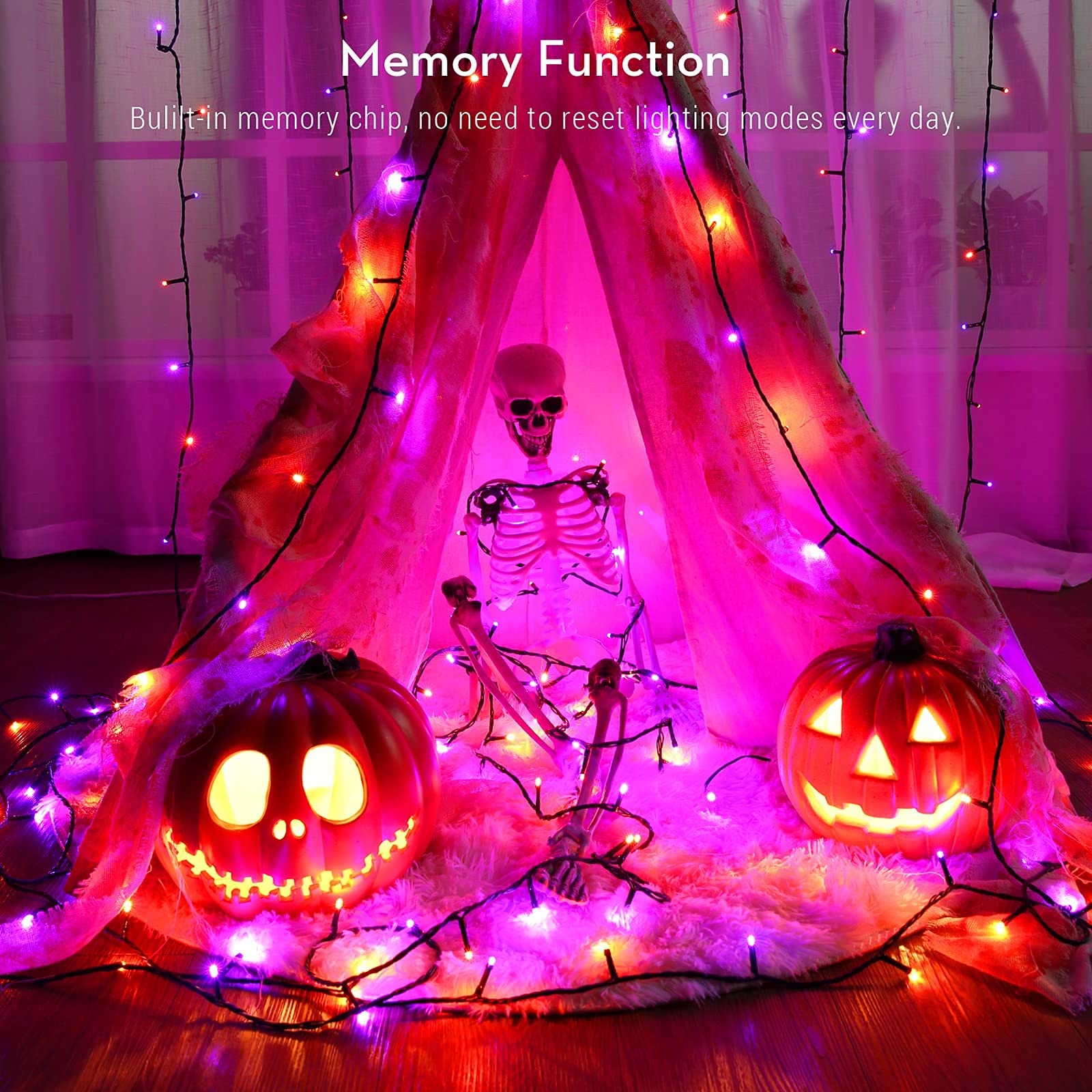 Brizled Purple & Orange Halloween String Lights - 95.14ft 240 LED Connectable Outdoor Lights with Timer & 8 Modes, Waterproof Plug-in Mini Lights for Spooky Halloween Decorations - Perfect for Porch, Yard, Party, and Haunted House Decor