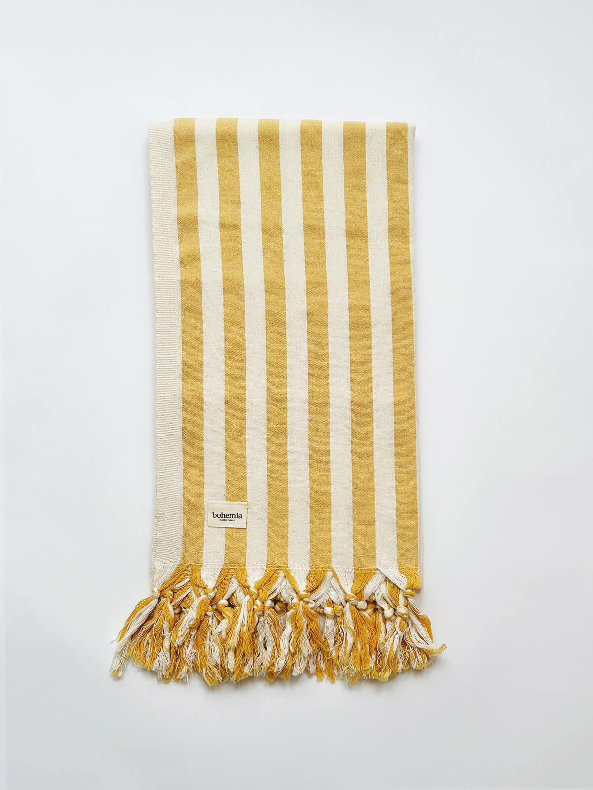 Brighton Stripe Hammam Towel - 100% Cotton Turkish Bath Towel, Mustard Yellow - Perfect for Beach, Pool, Yoga & Spa Use