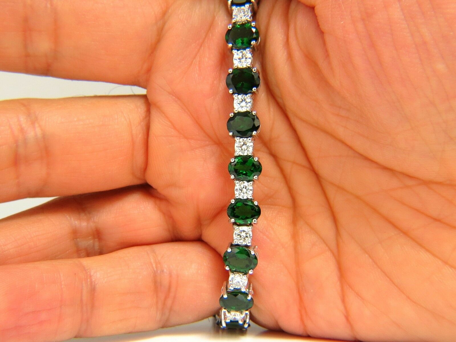20.68CT Natural Tsavorite Diamond Tennis Bracelet in 14KT Gold - Vivid Green Gemstone Jewelry for Women, Perfect for Weddings, Parties & Special Occasions