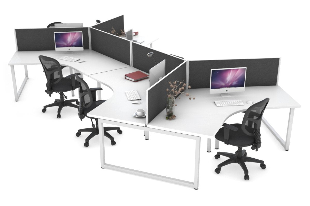 Quadro Loop Legs 6 Person 120 Degree Office Workstation - Modular Office Desk System for Collaborative Workspaces, Team Meetings & Open Office Environments