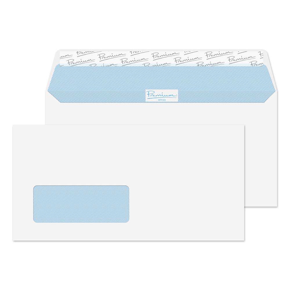 Premium Blake Office DL 110×220mm 120 GSM Peel & Seal Wallet Window Envelopes (32216) - Ultra White Wove - Pack of 500 for Business Mailing, Invoices & Documents - Ideal for Offices, Banks & Corporate Use