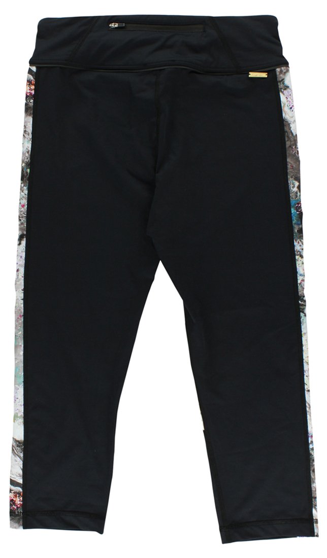 Alala Women's Blocked Crop Tights - High Waist Yoga Leggings with Color Block Design, Black/Multicolored - Perfect for Yoga, Gym Workouts & Running