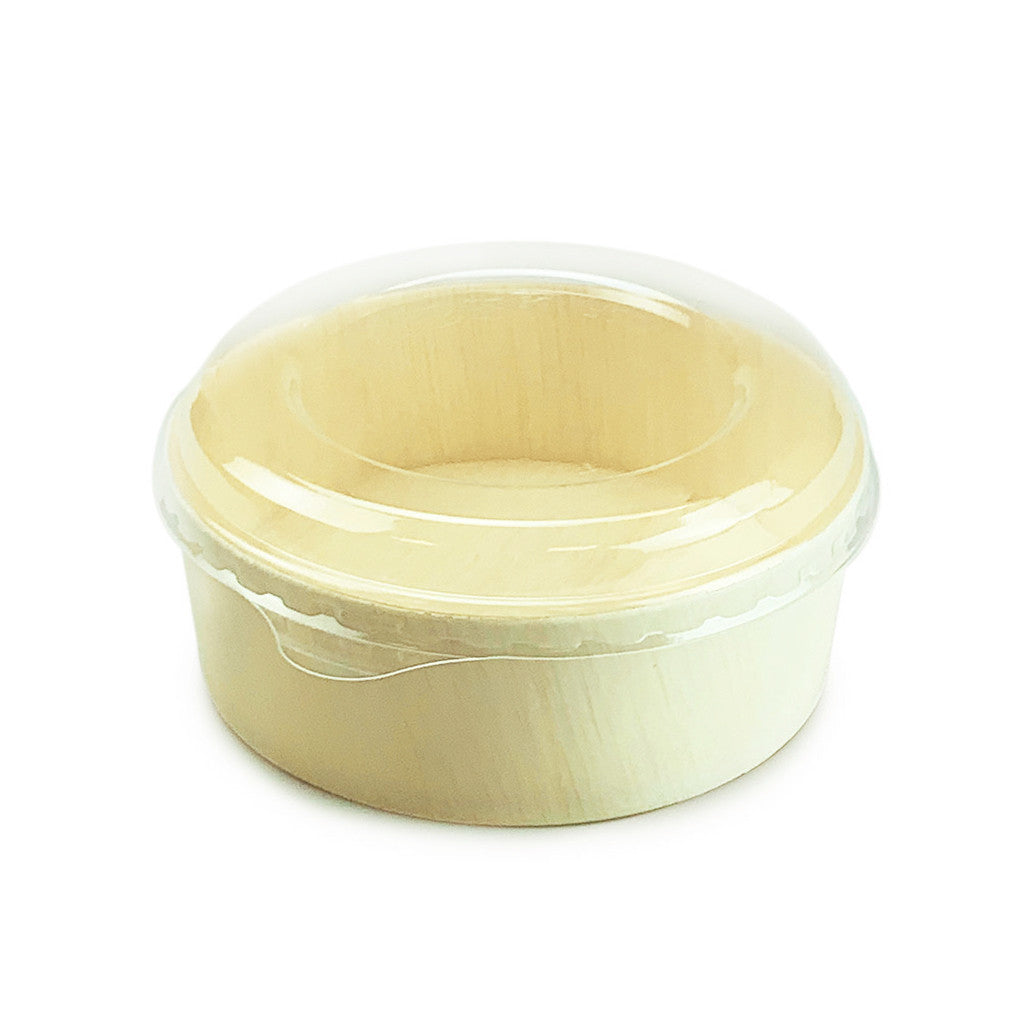 300pcs Wooden Round Takeout Bento Box Lids #87934 - Eco-Friendly Disposable Food Container Covers for Restaurants, Catering & Meal Prep