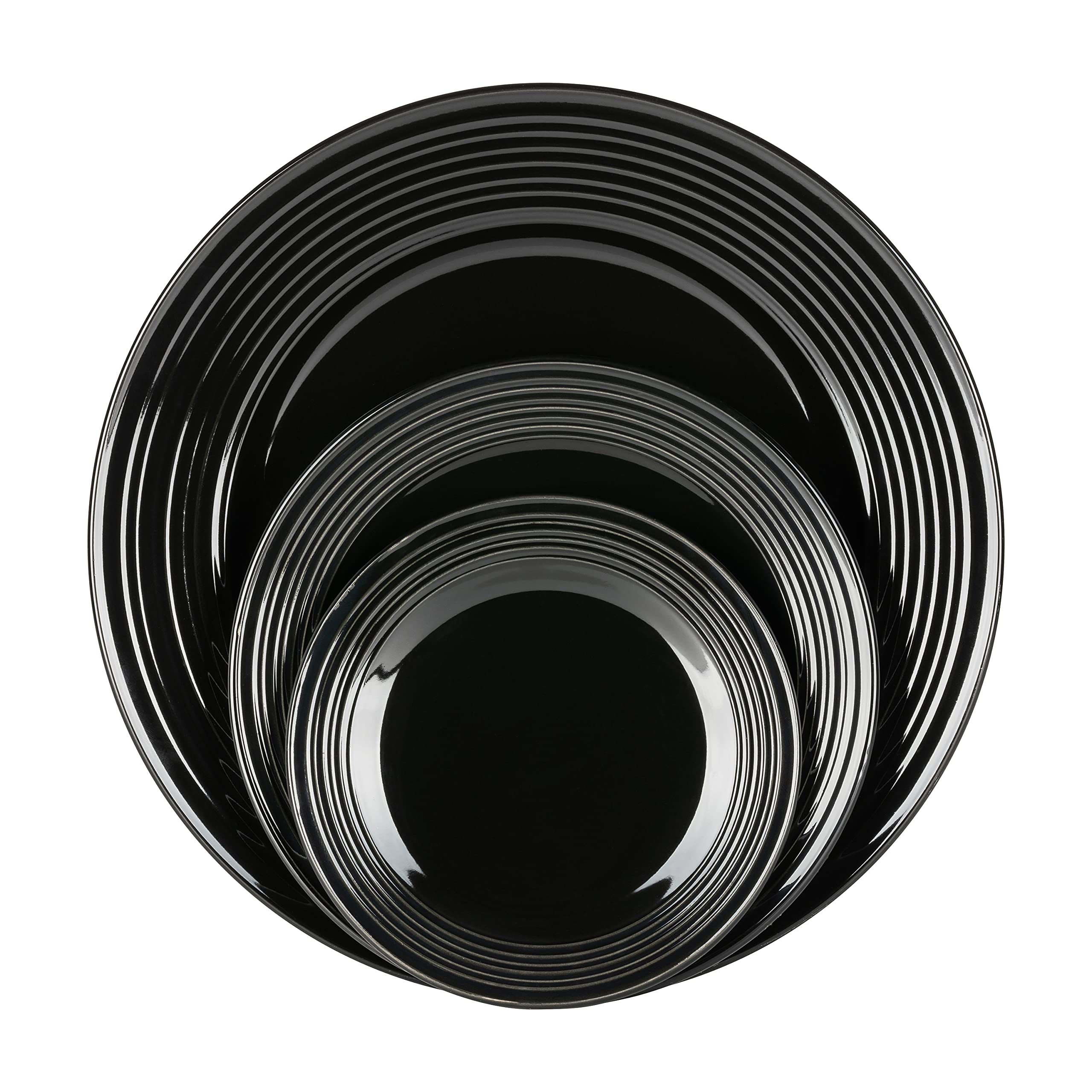 10-Piece Strawberry Street Nova Black Round Dinnerware Set - Service for 6 | Elegant Tableware for Everyday Dining, Dinner Parties & Holiday Entertaining