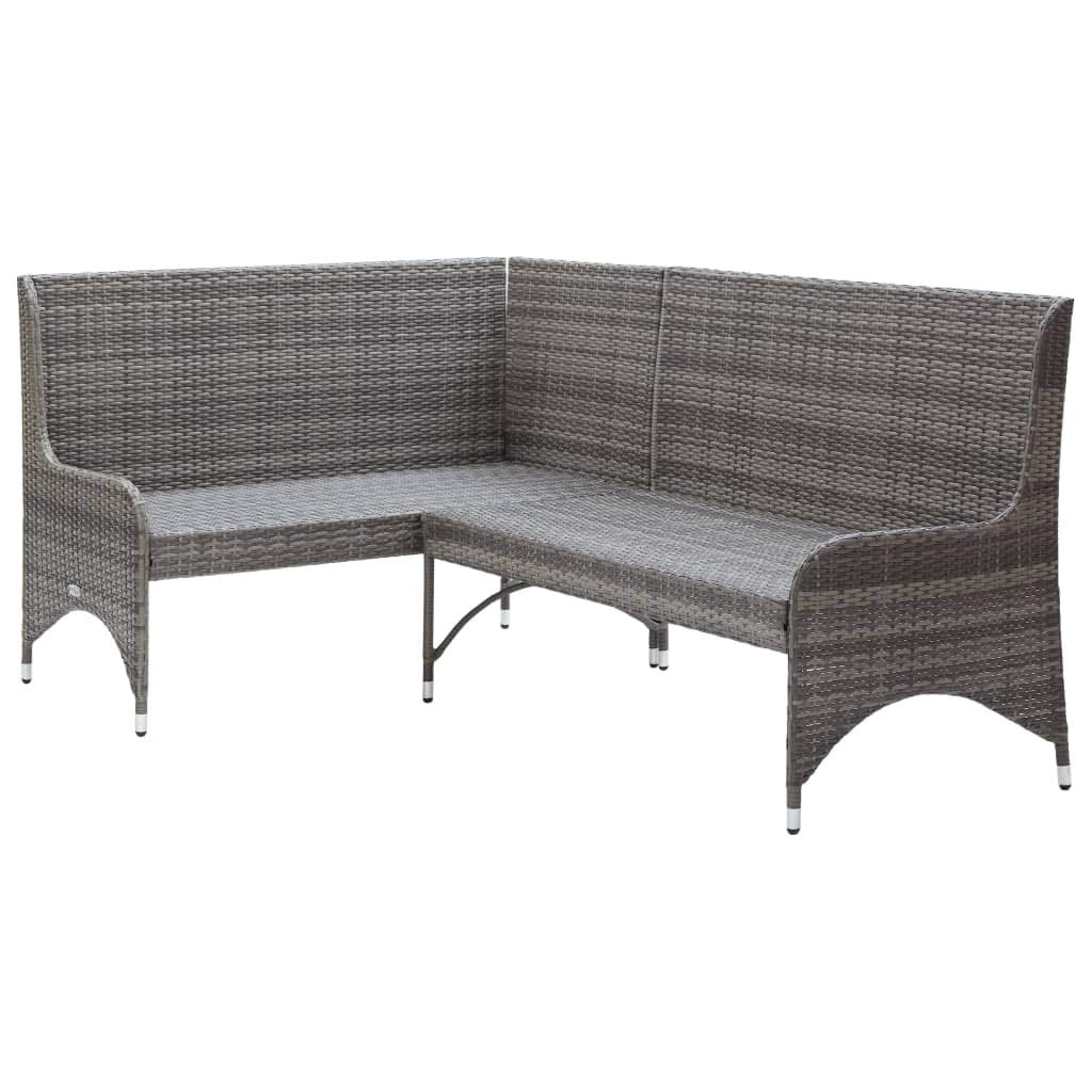 vidaXL 2-Piece Patio Corner Sofa Set with Cushions, Outdoor Garden Furniture for Balcony & Terrace, Left/Right Sectional Sofa in Gray Poly Rattan - Perfect for Backyard Lounging & Outdoor Entertaining